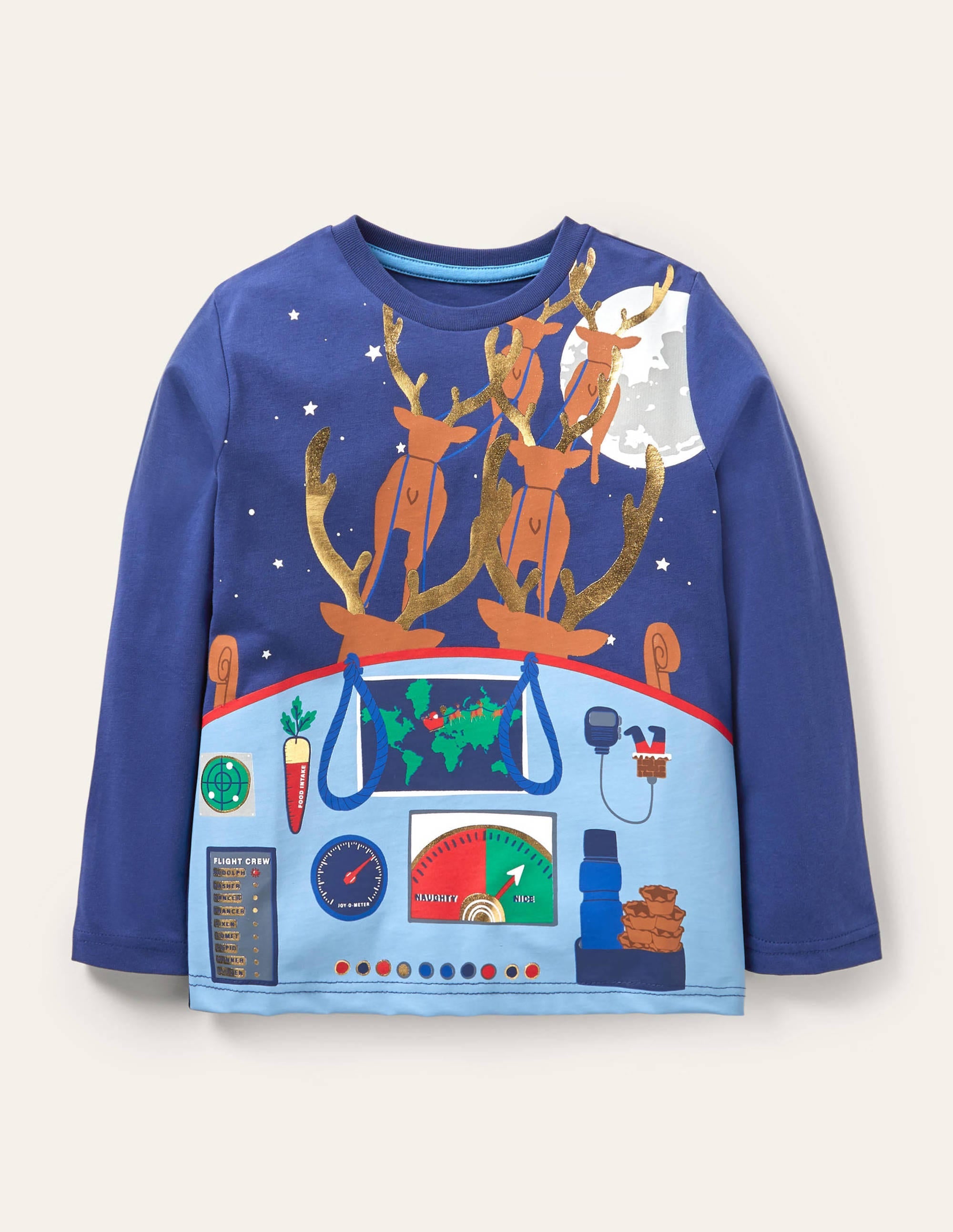 Christmas Deliveries T-shirt-Starboard Blue Santa Sleigh - Image 1