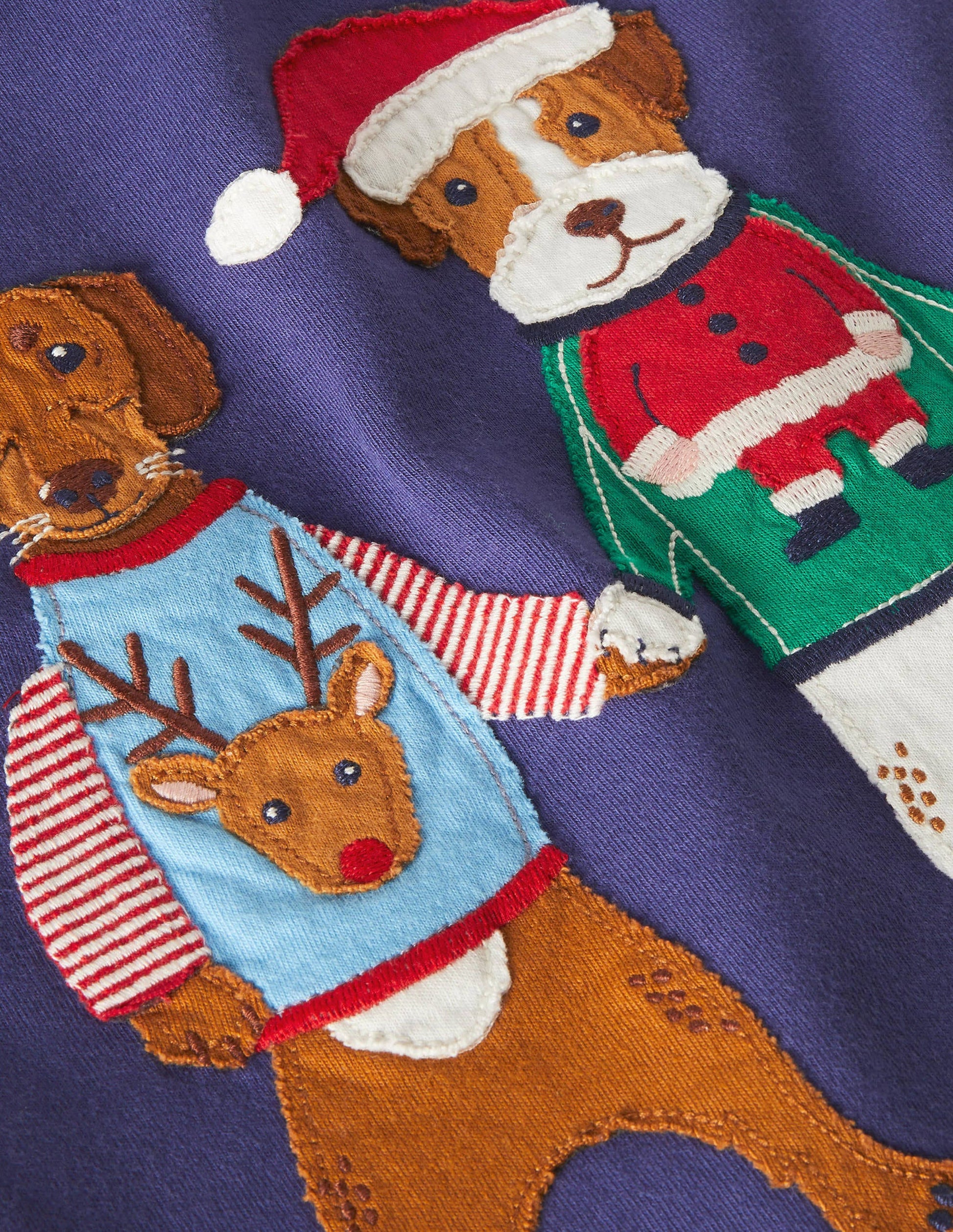 Festive Appliqué Tee-Starboard Blue Animal Friends-3