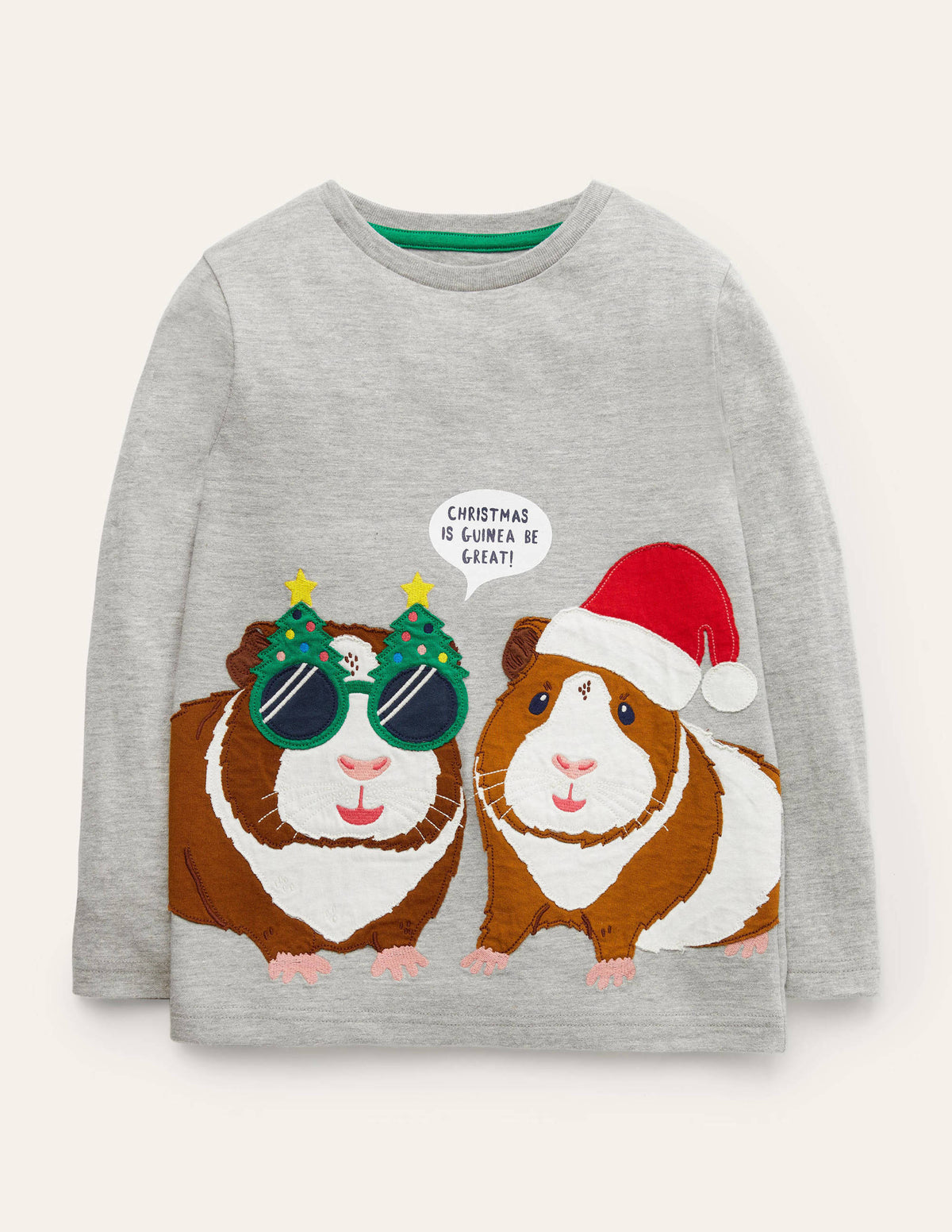 Festive Animal T-shirt-Grey Marl Guinea Pig - Image 1