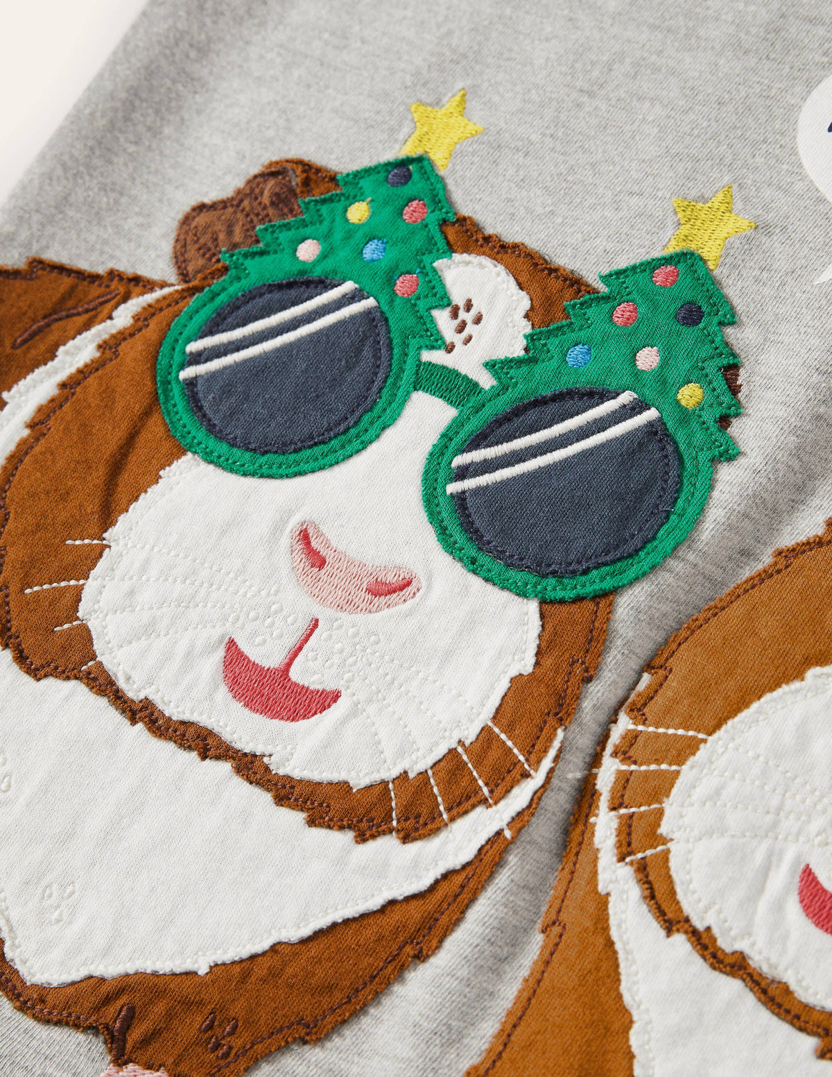 Festive Animal T-shirt-Grey Marl Guinea Pig-3
