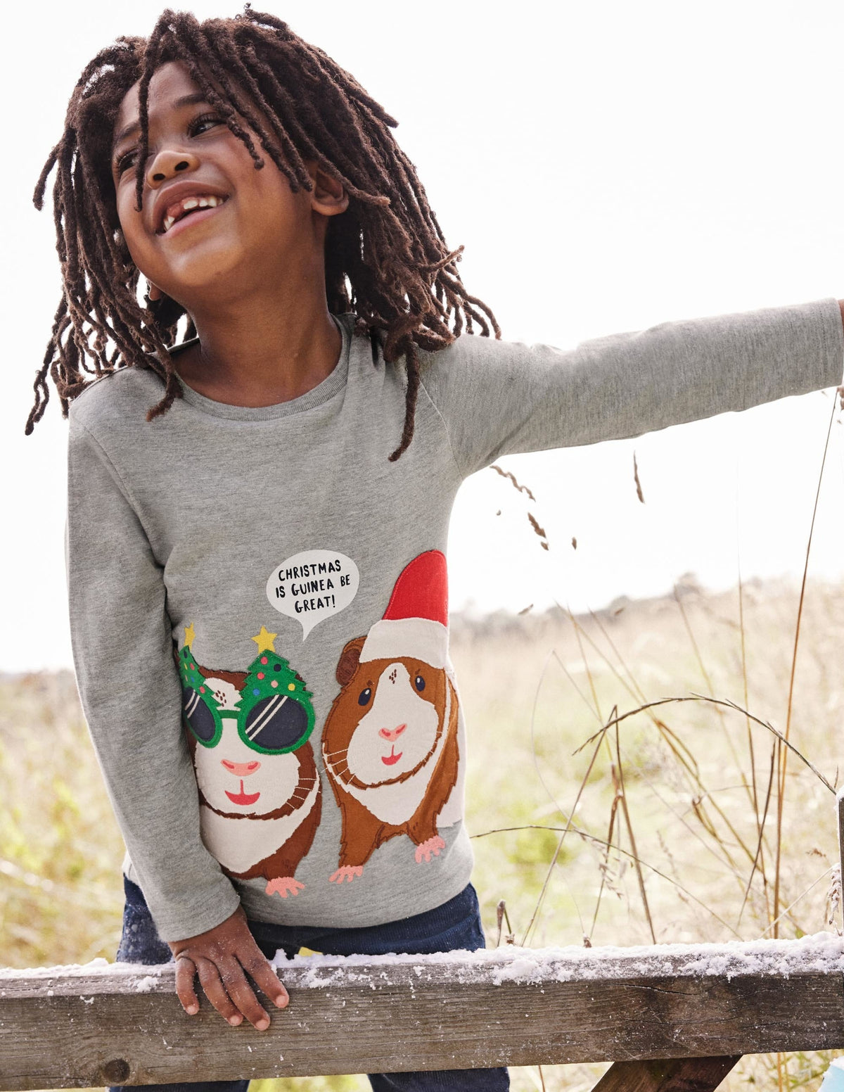Festive Animal T-shirt-Grey Marl Guinea Pig - Image 4