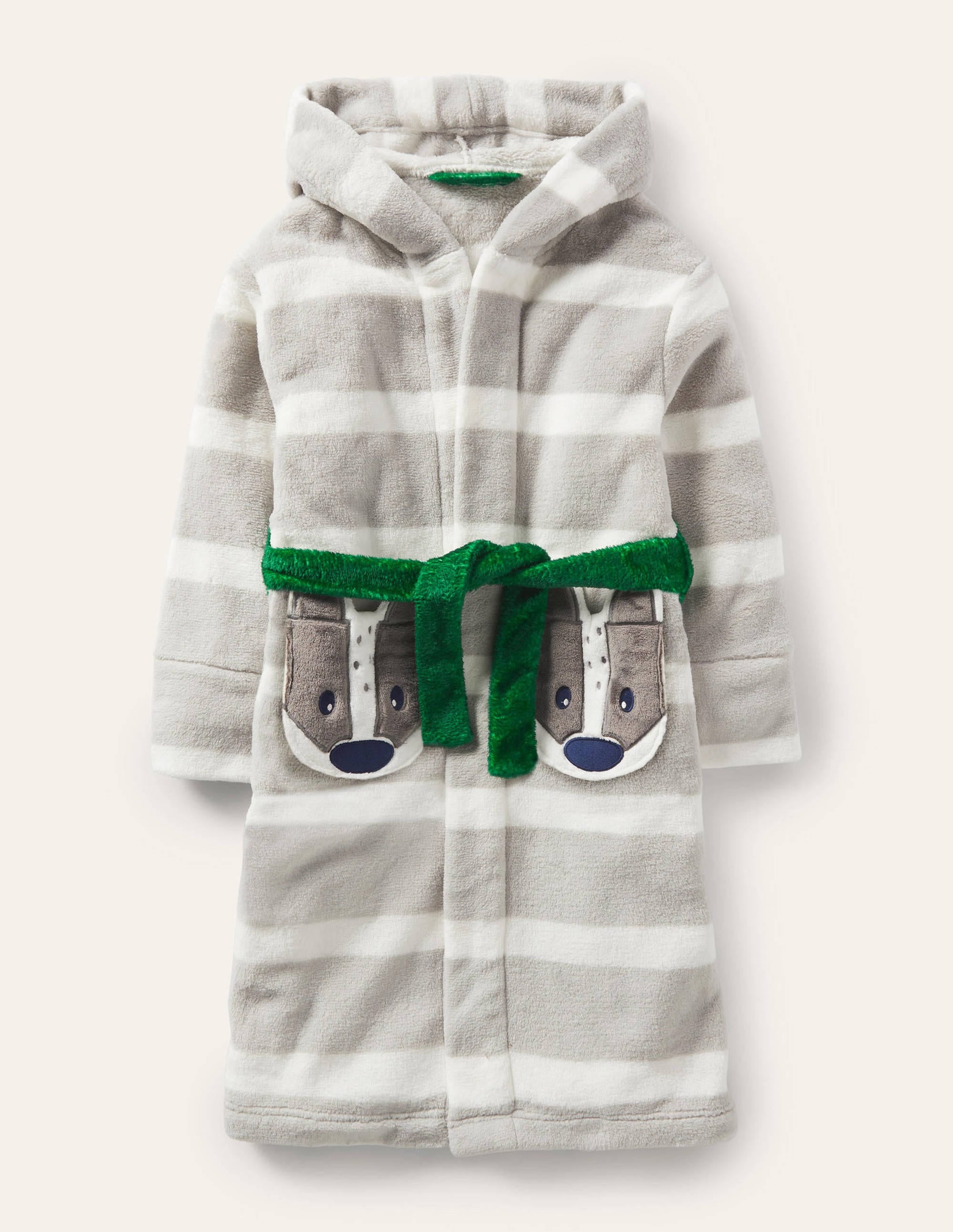 Cosy Appliqué Dressing Gown-Grey/Ecru Badger - Image 1