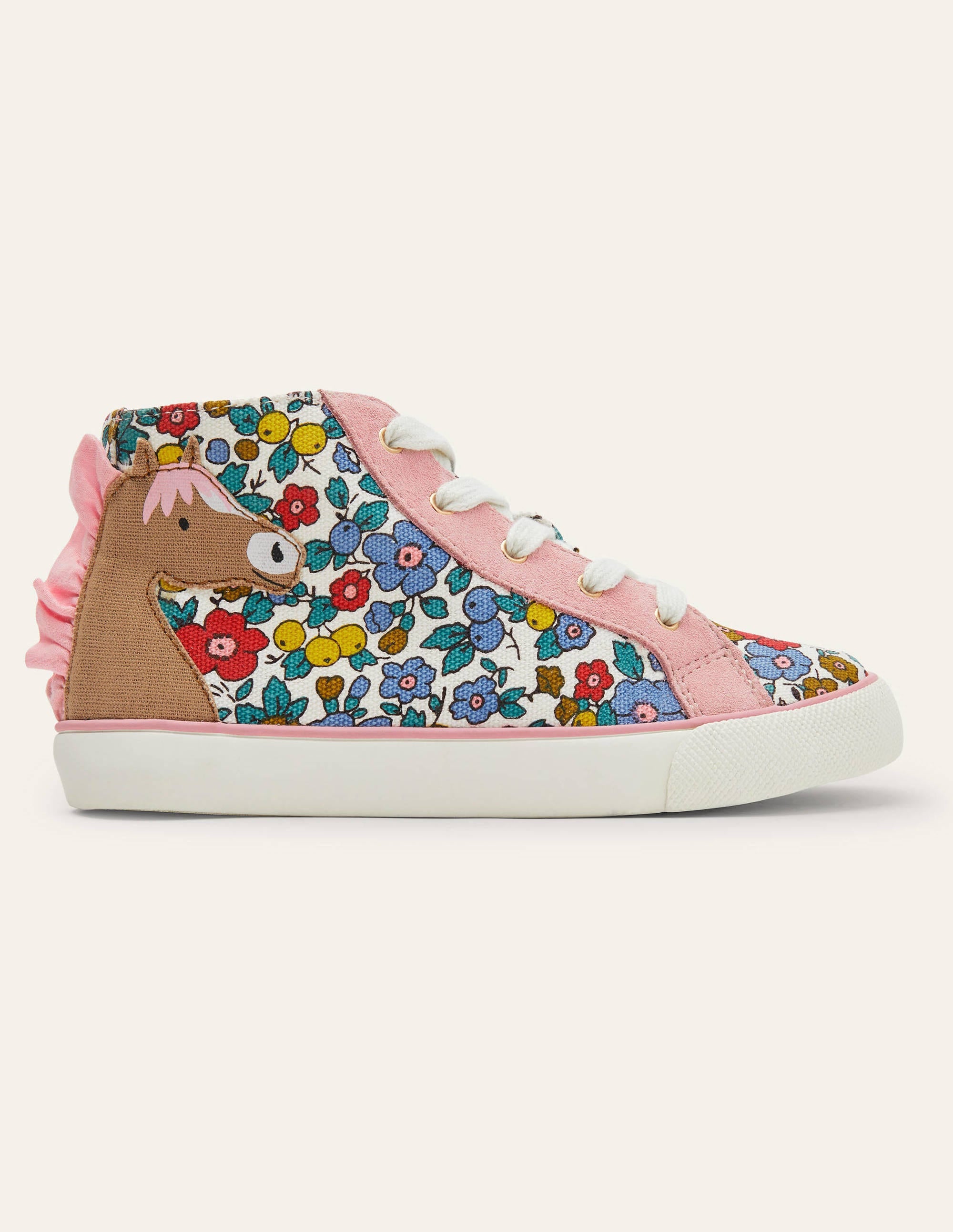 Fun Novelty High Top Trainers-Multi Floral Horse - Image 2