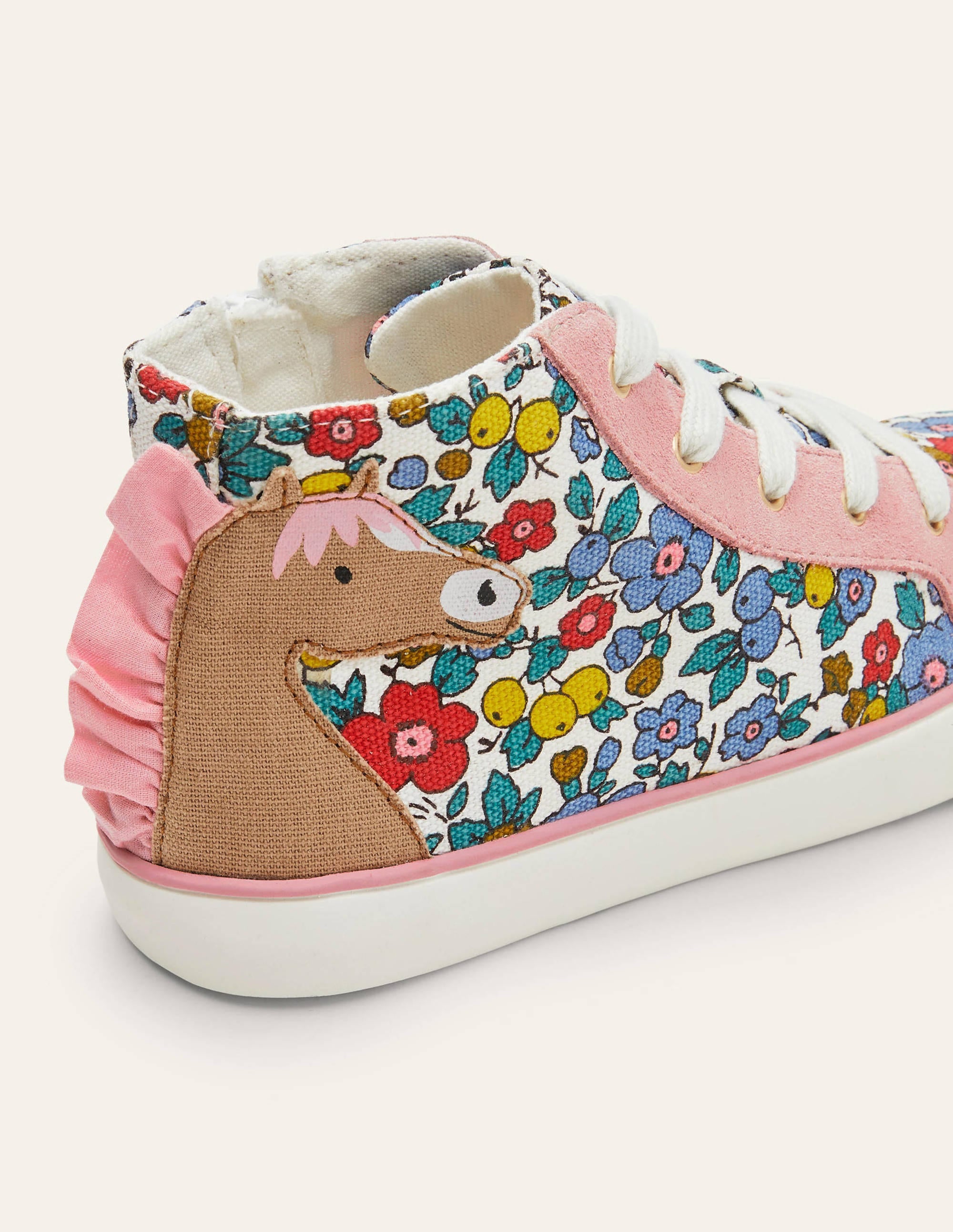 Fun Novelty High Top Trainers-Multi Floral Horse - Image 3