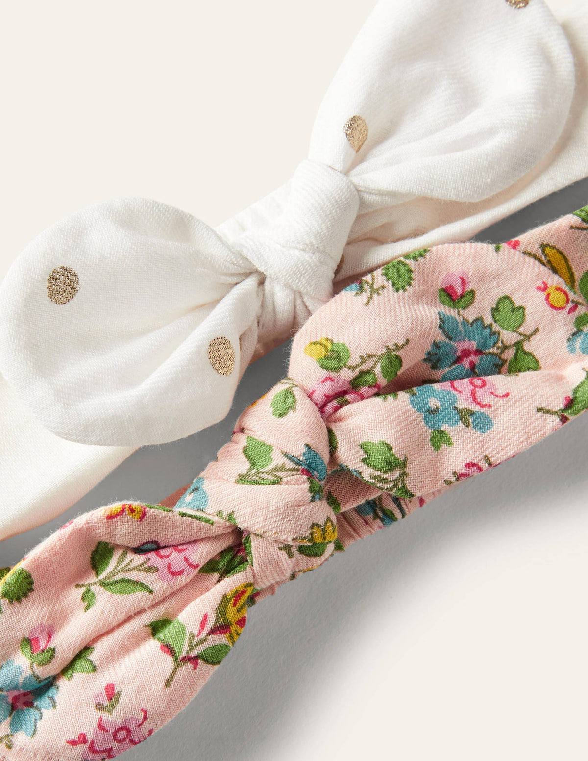 Bow Headband 2 Pack-Pink Floral/Gold Spot - Image 2