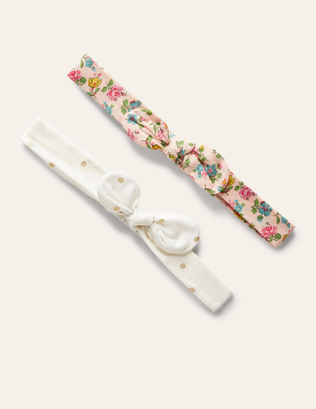 Bow Headband 2 Pack-Pink Floral/Gold Spot - Image 1