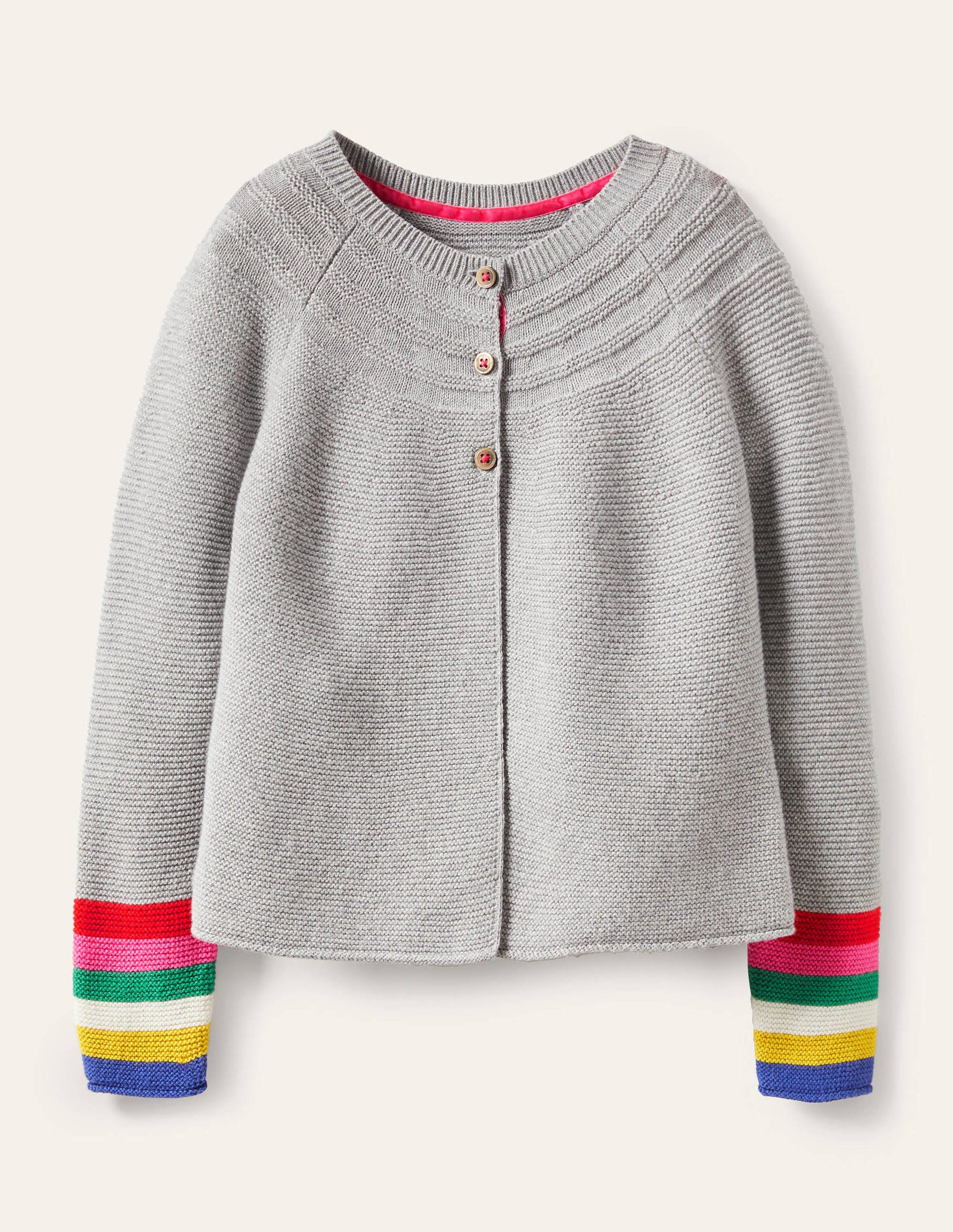Cotton Cashmere Mix Cardigan-Grey Marl Rainbow-1