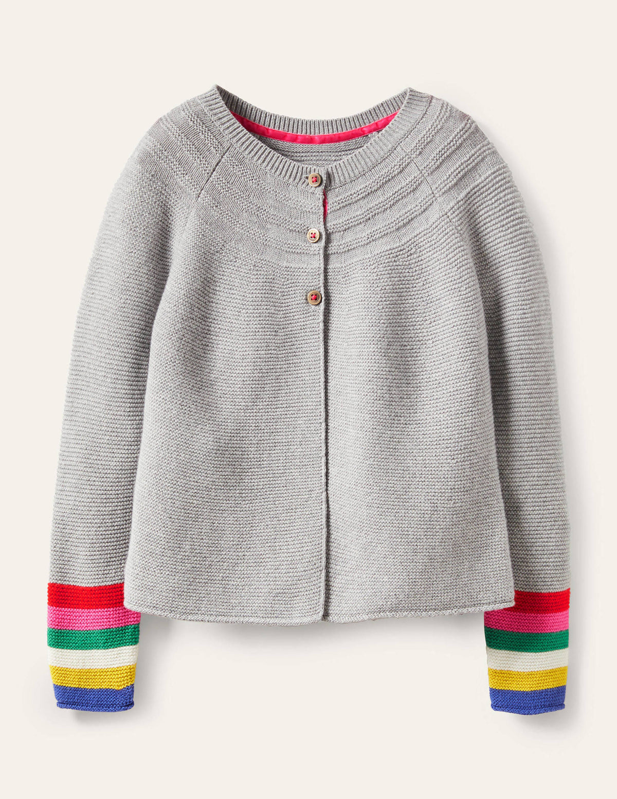 Cotton Cashmere Mix Cardigan-Grey Marl Rainbow - Image 1
