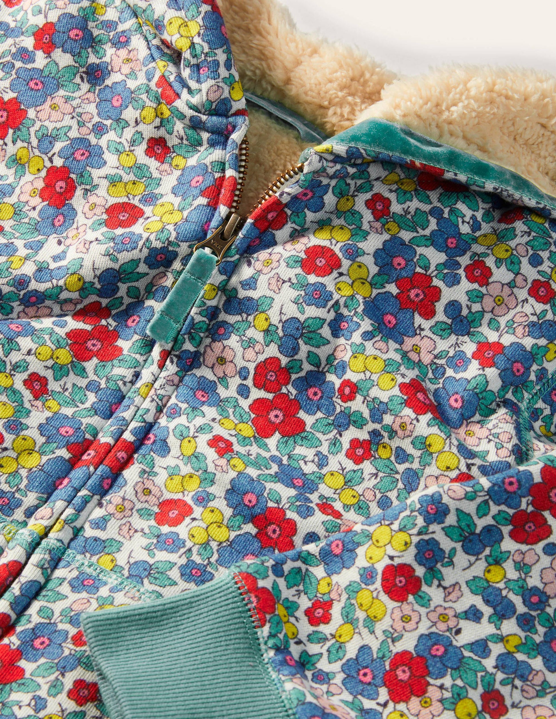 Shaggy-lined Hoodie-Multi Apple Blossom Floral-3