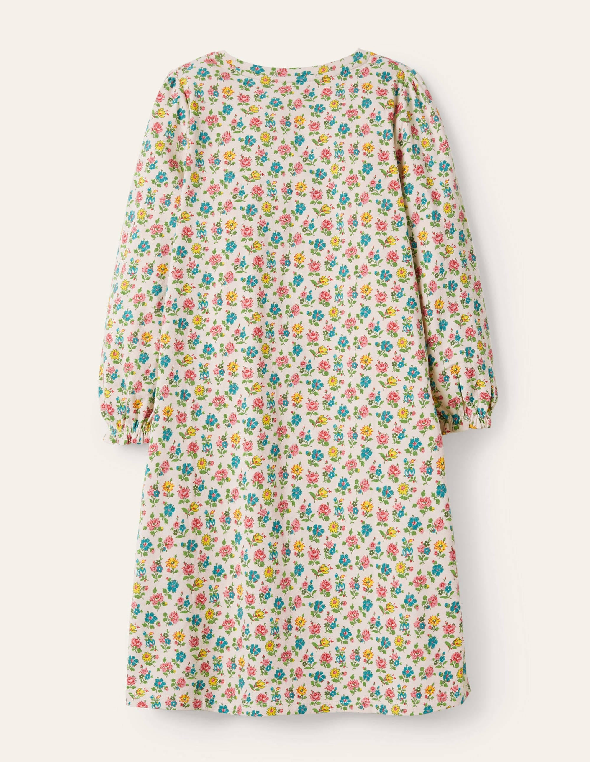 Printed Long-sleeved Nightie-Ivory Patchwork Floral - Image 2