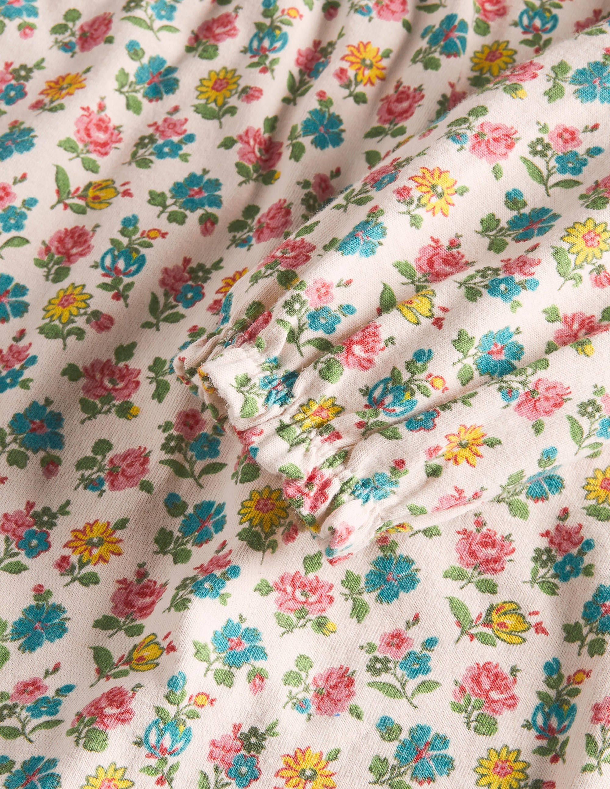 Printed Long-sleeved Nightie-Ivory Patchwork Floral - Image 3