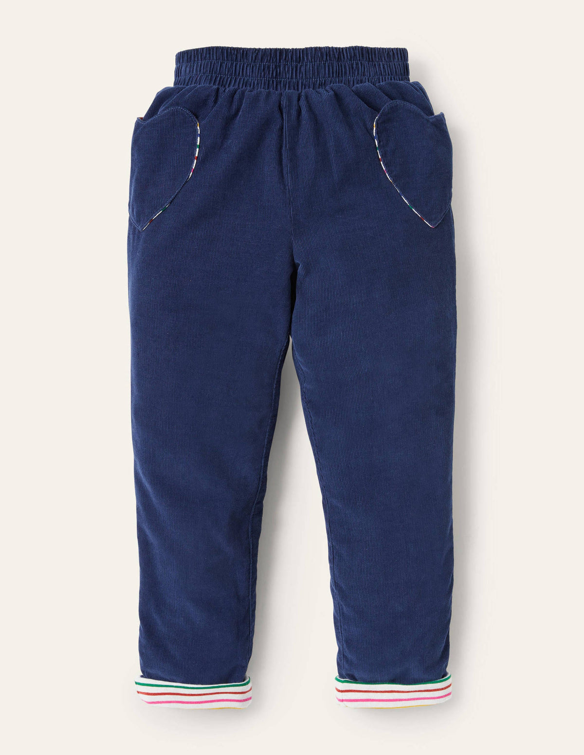 Lined Pull-on Cord Trousers-College Navy - Image 1