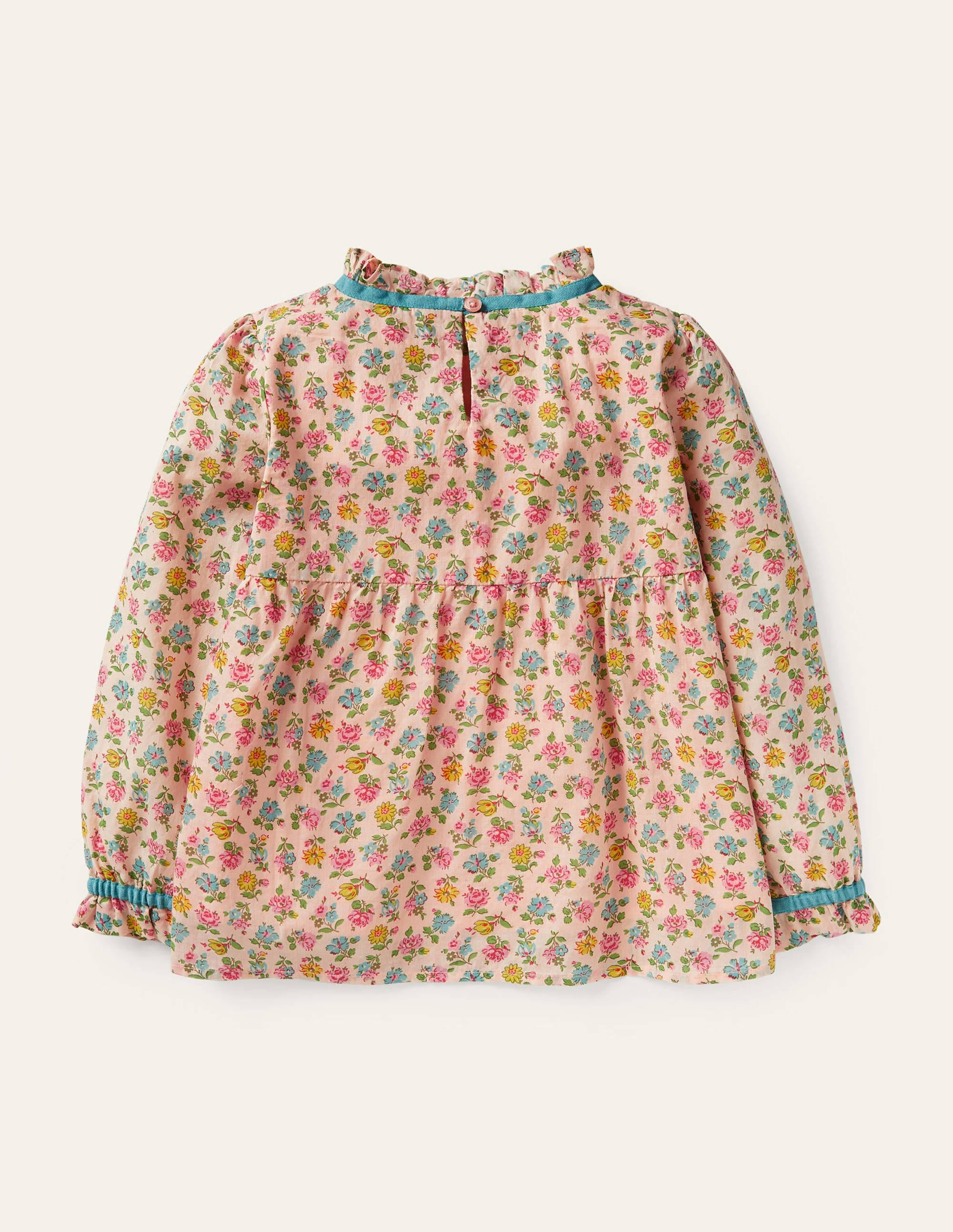 Frill Detail Woven Top-Provence Dusty Pink Floral - Image 2