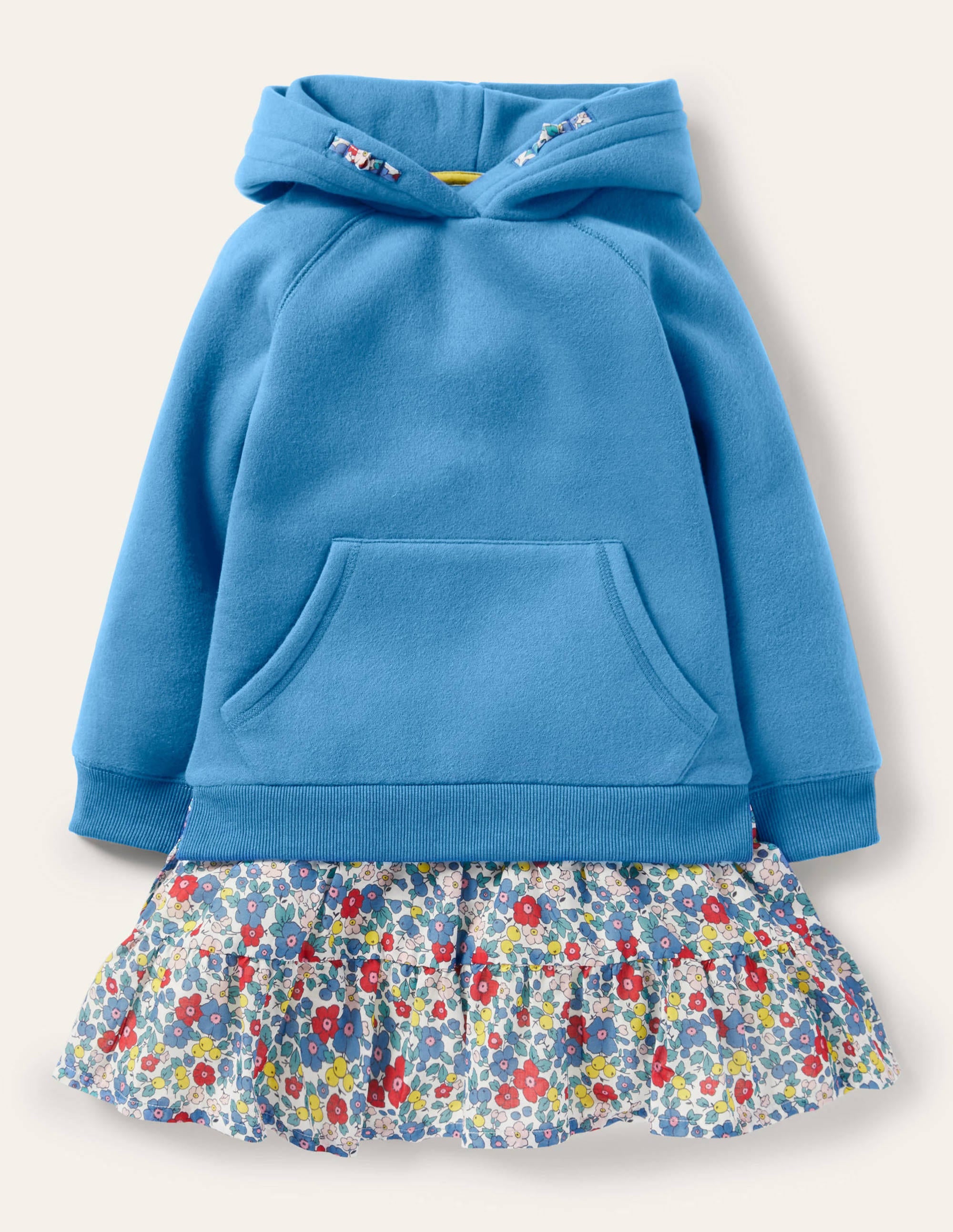 Cosy Hooded Dress-Multi Apple Blossom Floral - Image 1