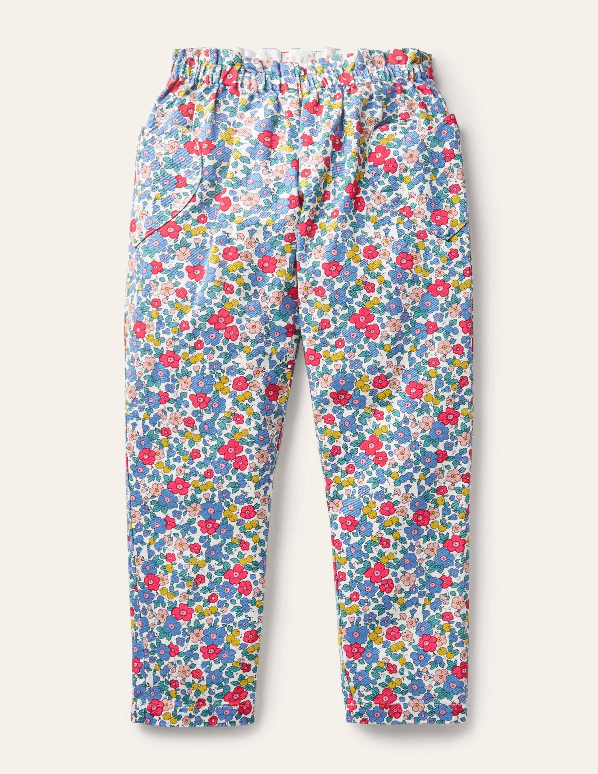 Pull-on Trousers-Multi Apple Blossom Floral - Image 1