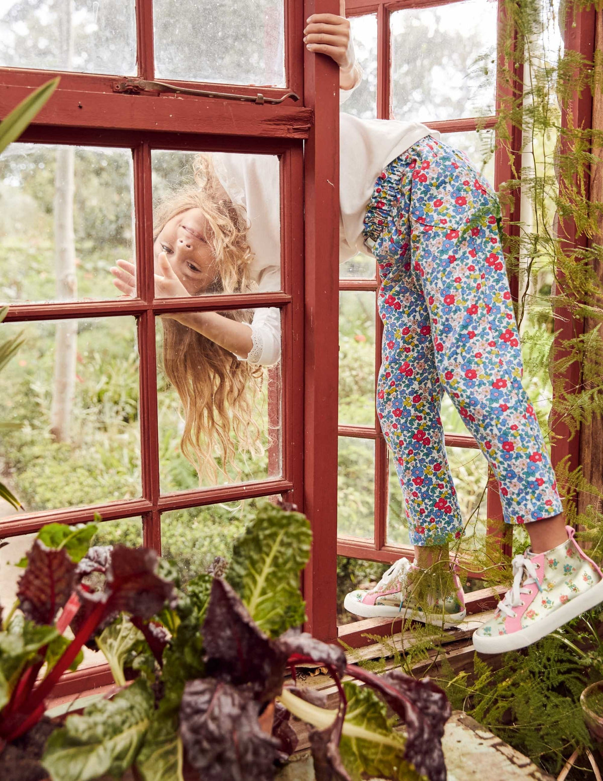 Pull-on Trousers-Multi Apple Blossom Floral - Image 4
