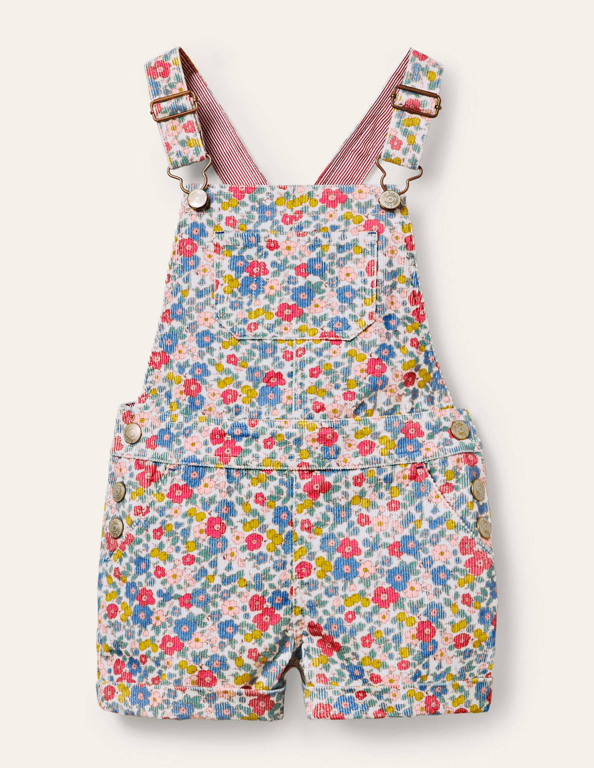 Fun Short Dungarees-Multi Apple Blossom Floral-1