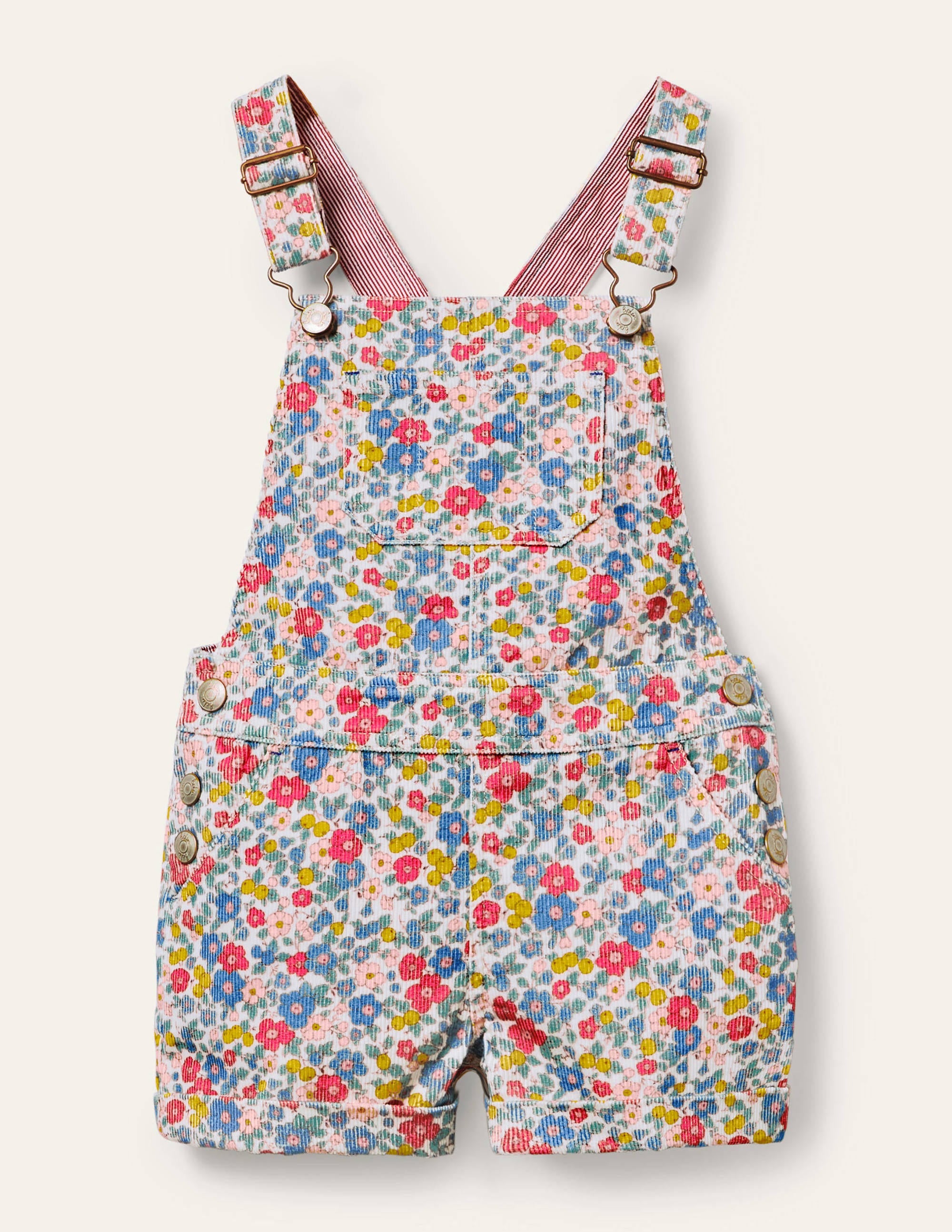 Fun Short Dungarees-Multi Apple Blossom Floral - Image 1