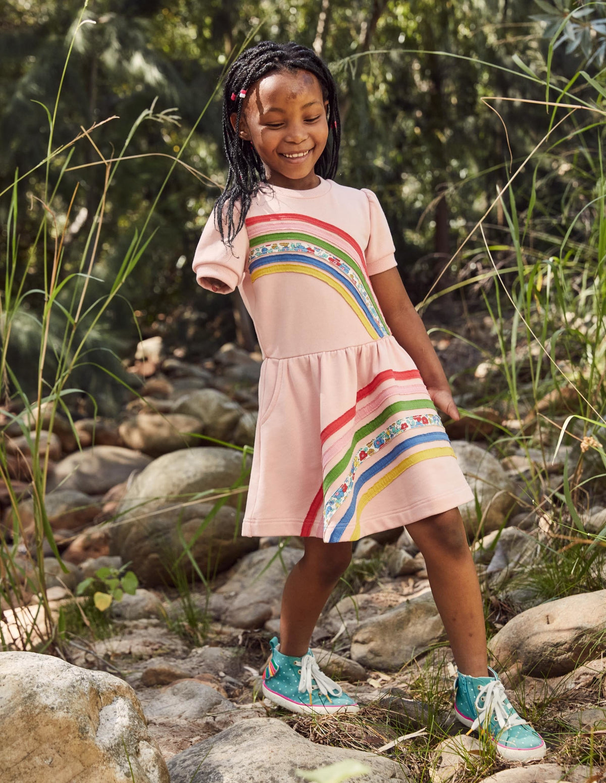 Rainbow Sweatshirt Dress-Boto Pink Rainbow - Image 4