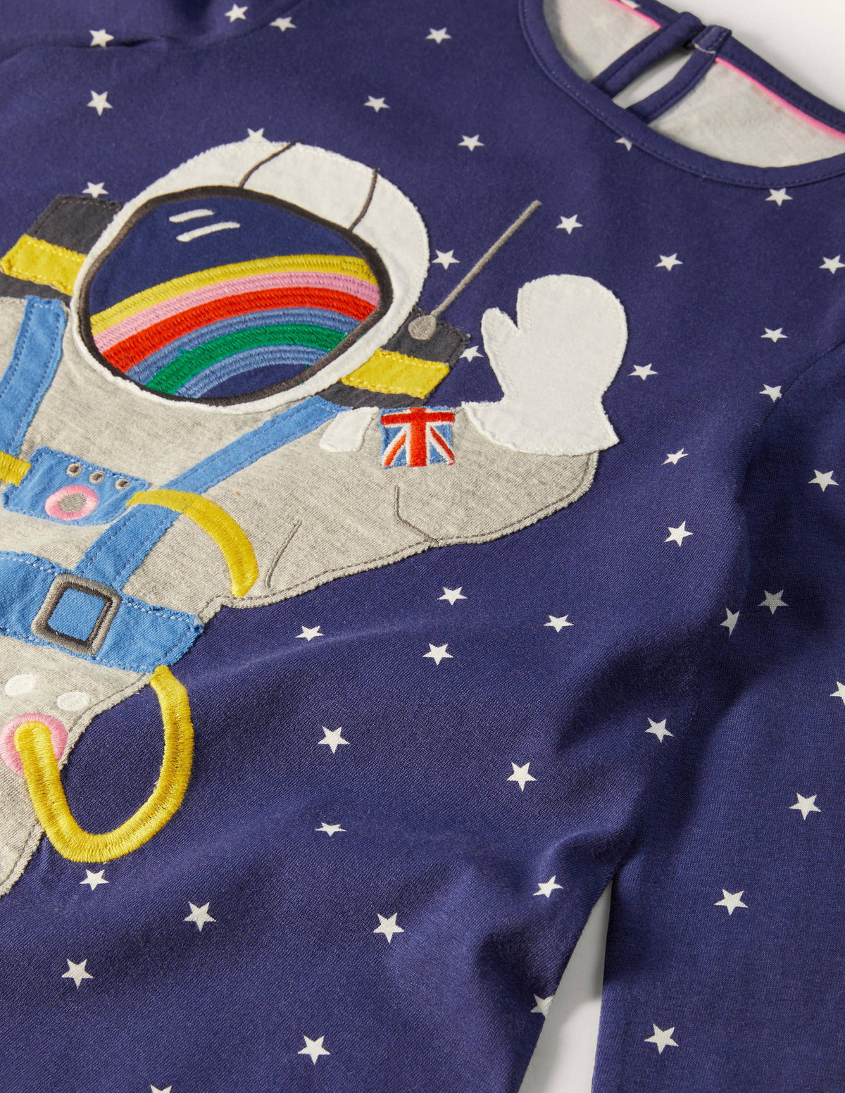 Big Appliqué Jersey Dress-Starboard Blue Space Scene - Image 3