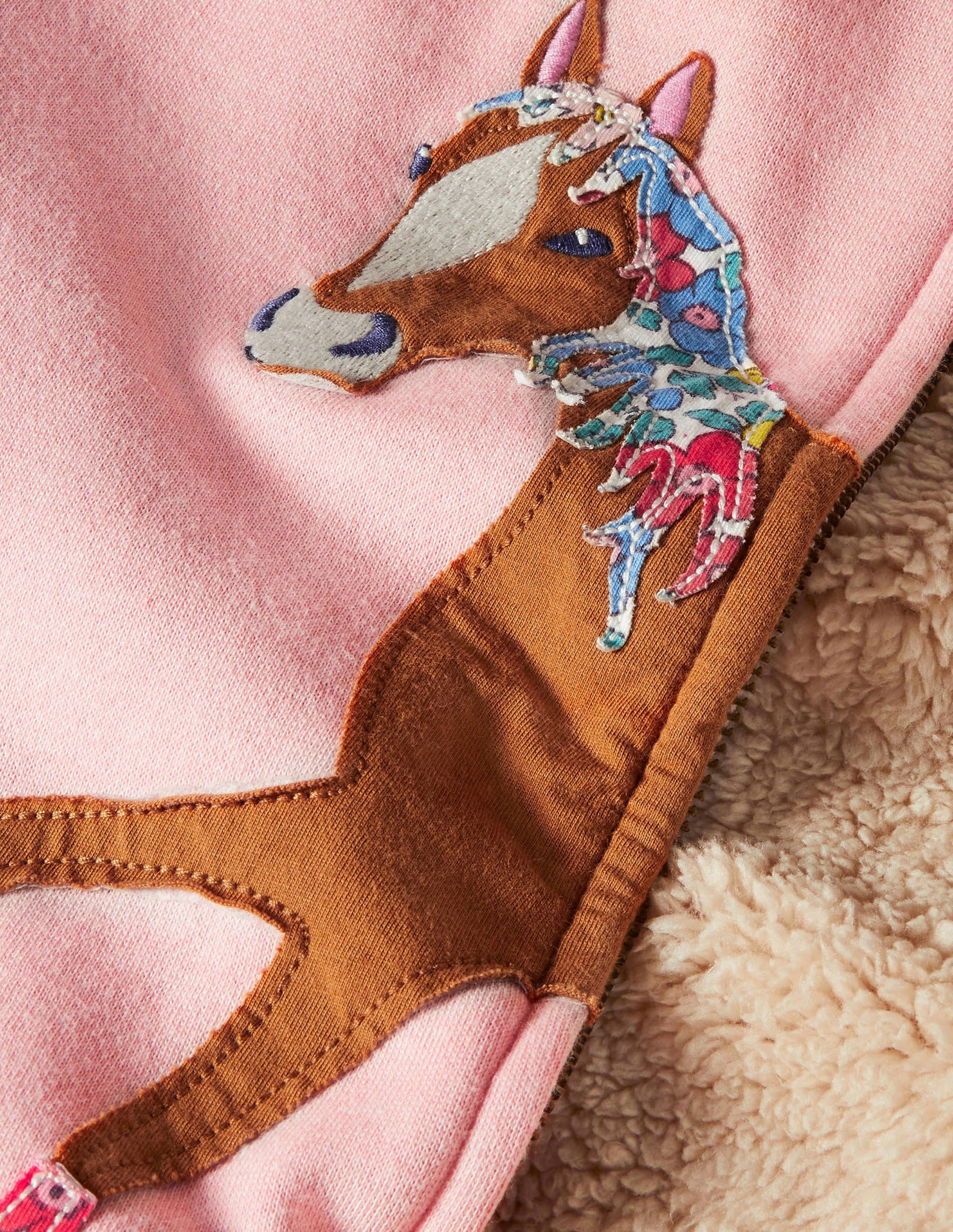 Fun Shaggy-lined Hoodie-Boto Pink Horse-3