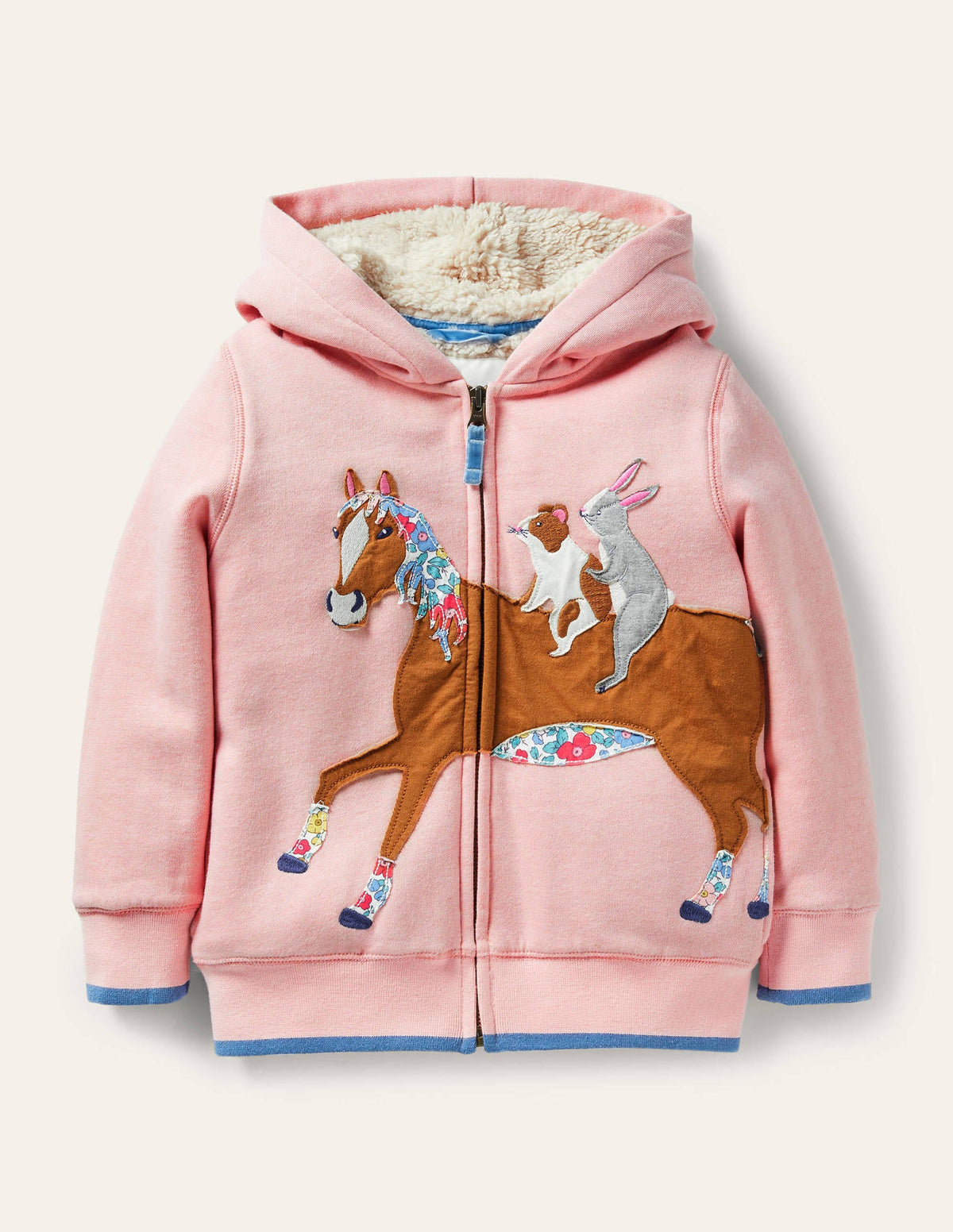 Fun Shaggy-lined Hoodie-Boto Pink Horse-1