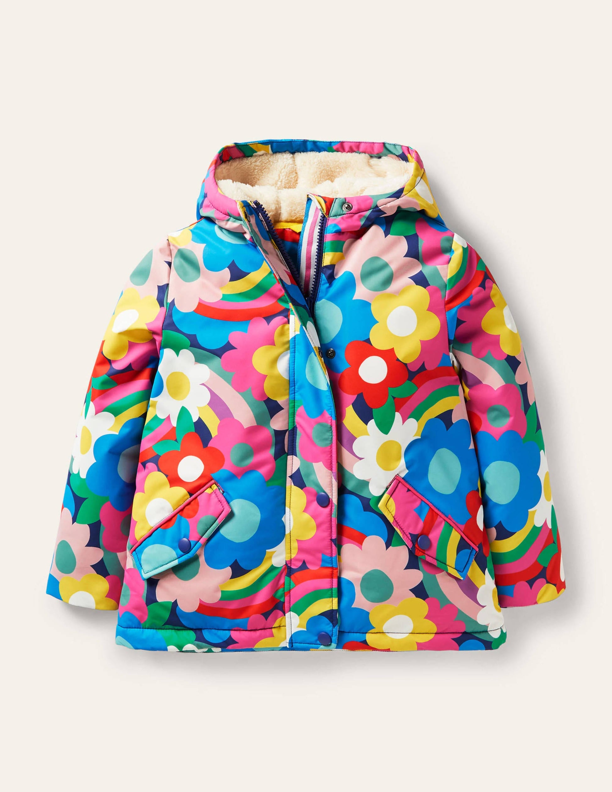 Sherpa Lined Anorak-Multi Happy Flower-1