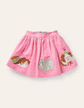Cord Appliqué Skirt-Formica Pink Guinea Pigs