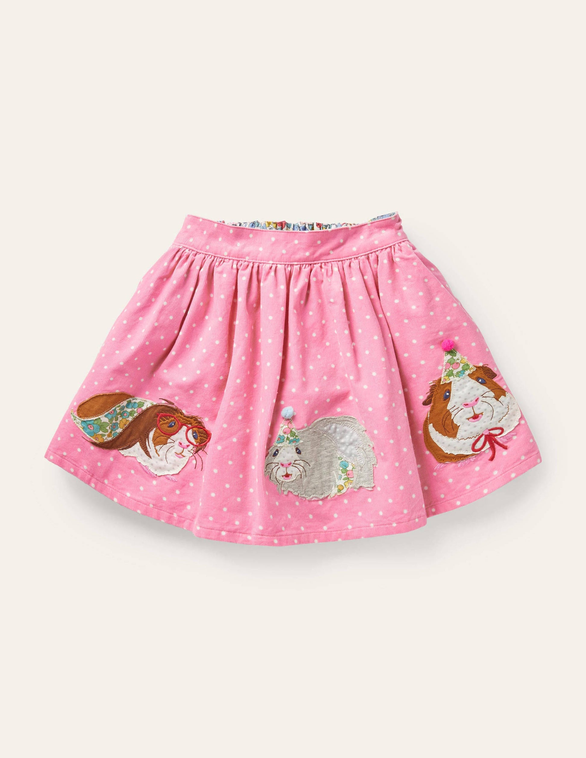 Cord Appliqué Skirt-Formica Pink Guinea Pigs-1