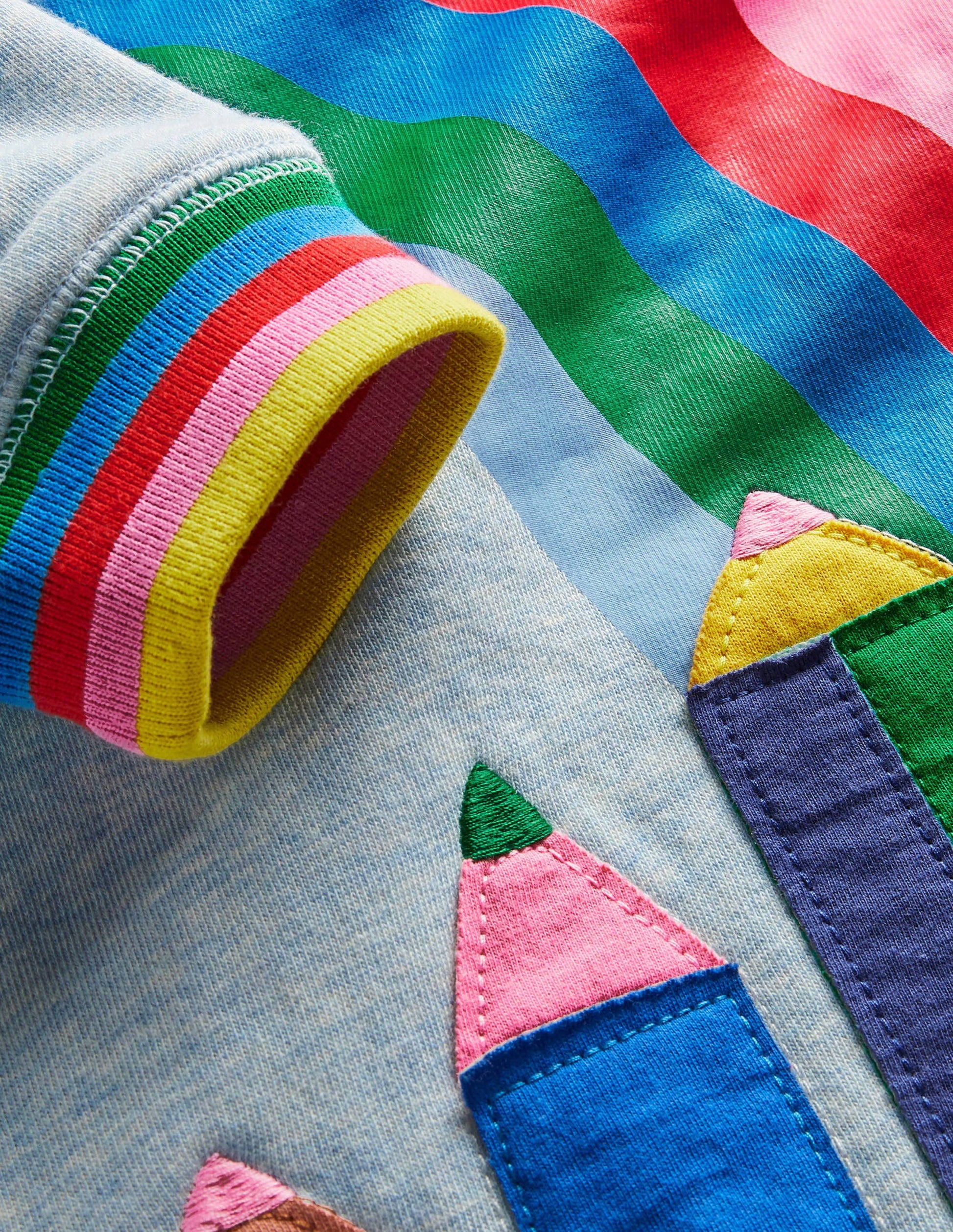 Appliqué Sweatshirt Dress-Light Blue Pencils-3