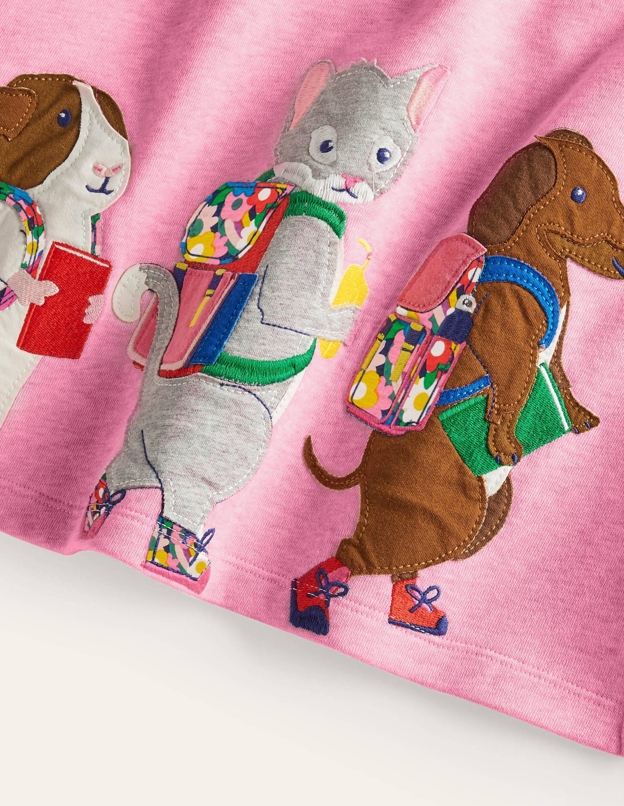 Appliqué Sweatshirt Dress-Bright Petal Pink Friends - Image 3