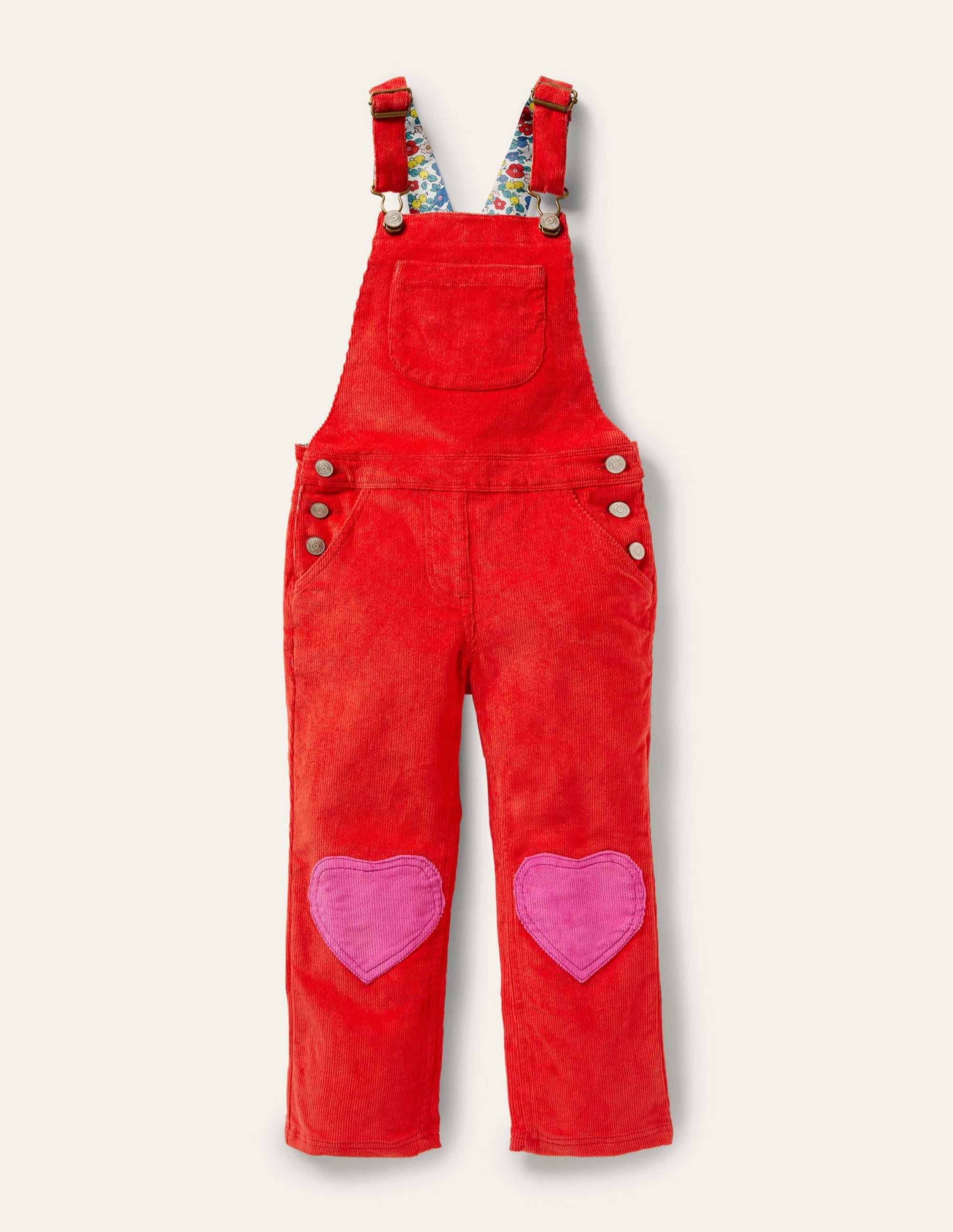 Heart Patch Dungaree-Rosehip Red Cord - Image 1