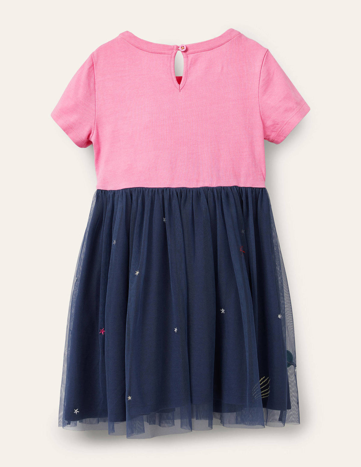 Appliqué Tulle Jersey Dress-Bright Petal Pink Space-2