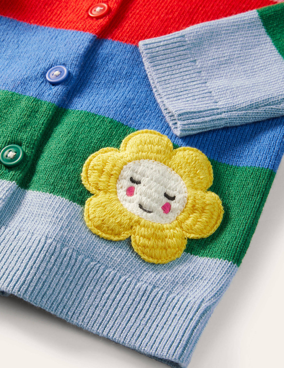 Fun Cardigan-Multi Rainbow Flower Pockets - Image 3