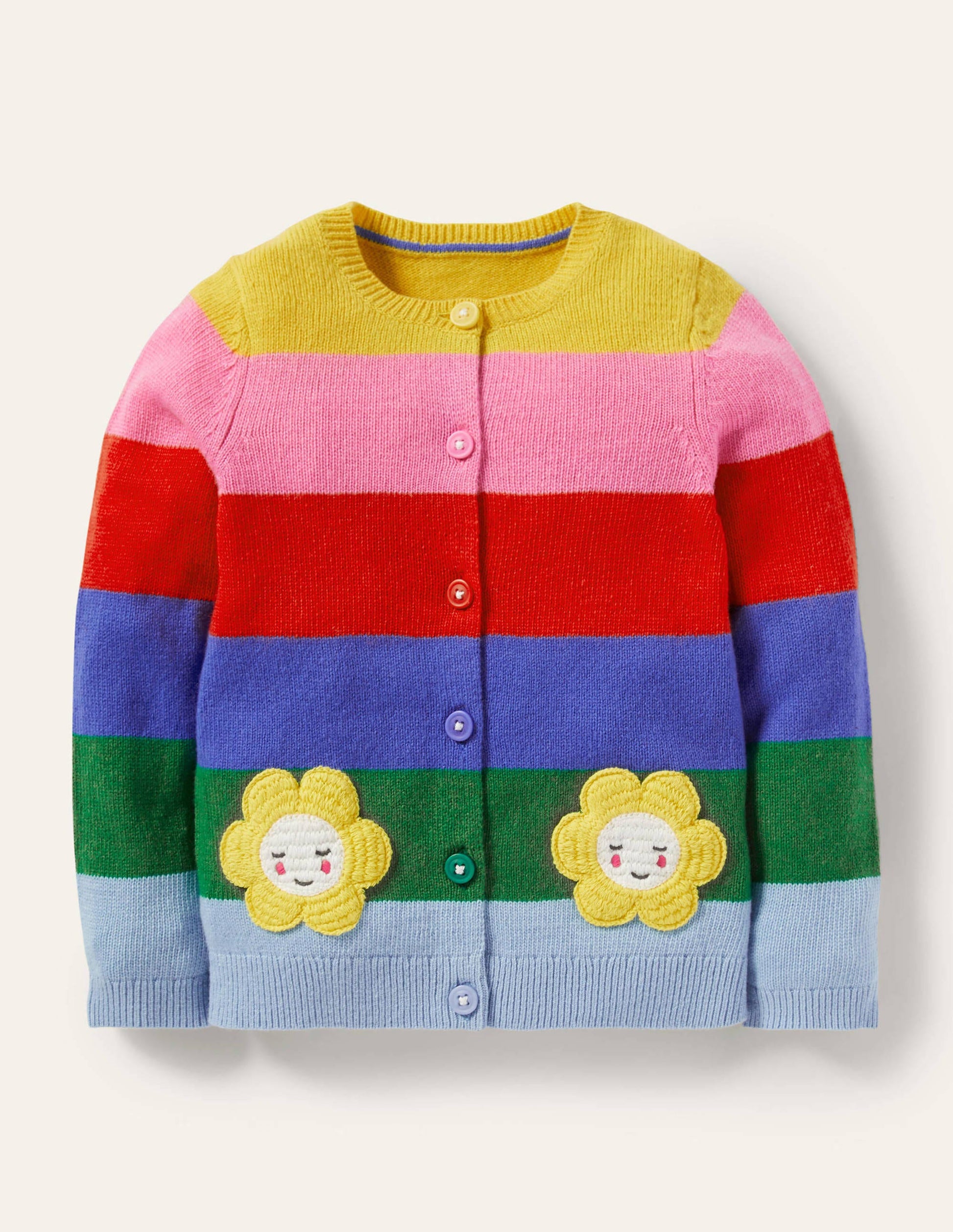 Fun Cardigan-Multi Rainbow Flower Pockets-1