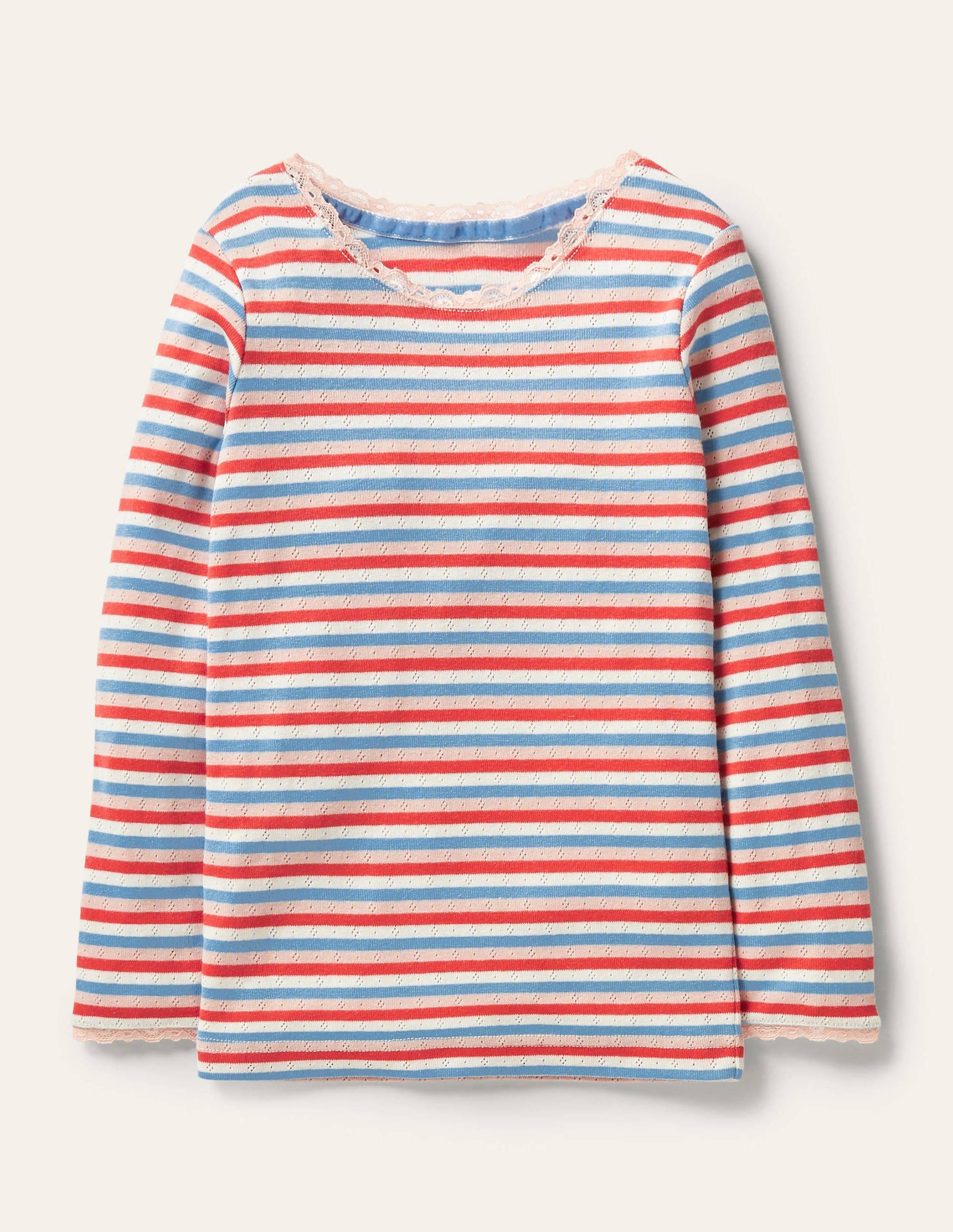 Supersoft Pointelle T-shirt-Surfboard Blue/ Rosehip Pink-1