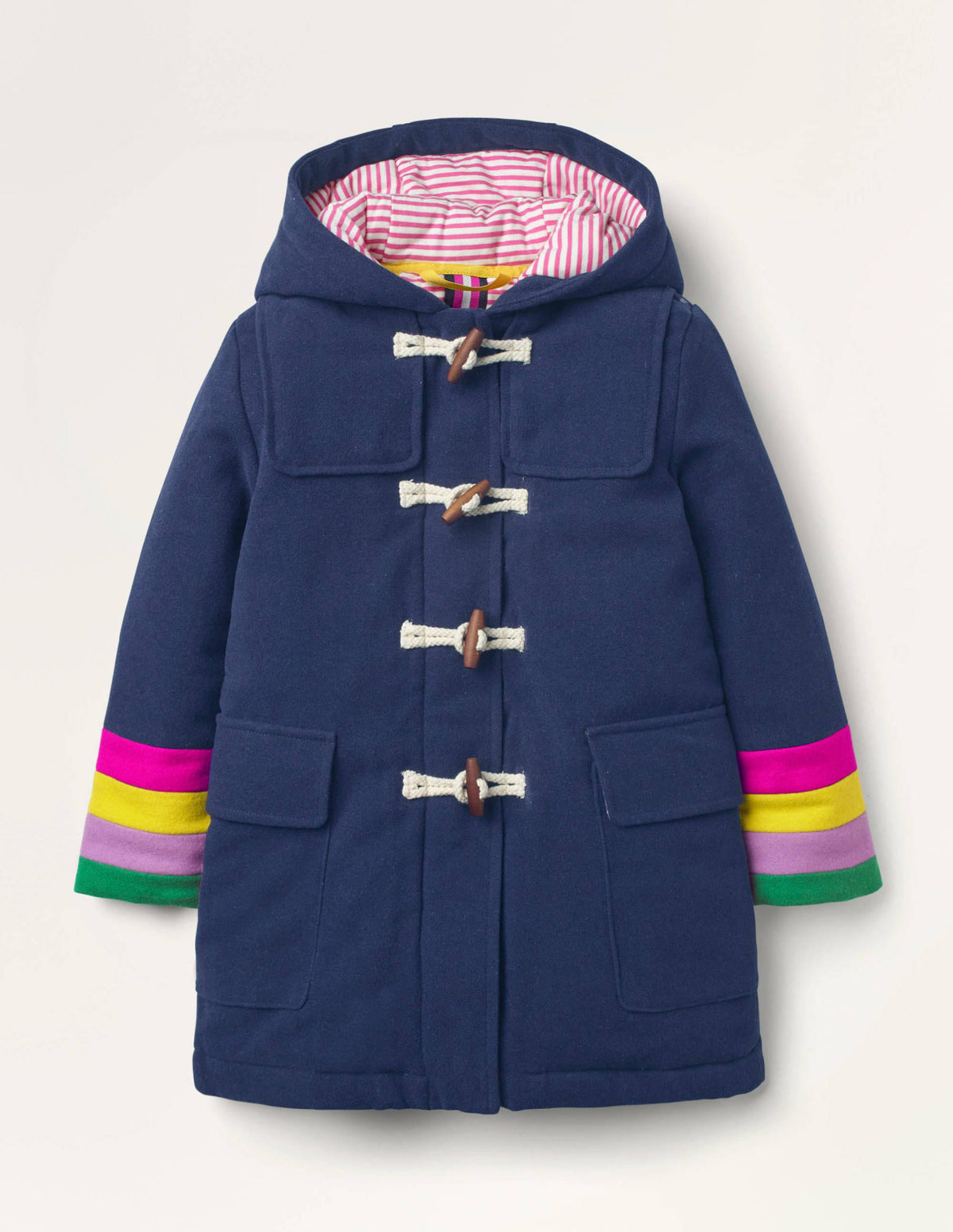 Rainbow Cuff Wool Duffle Coat-College Navy-1