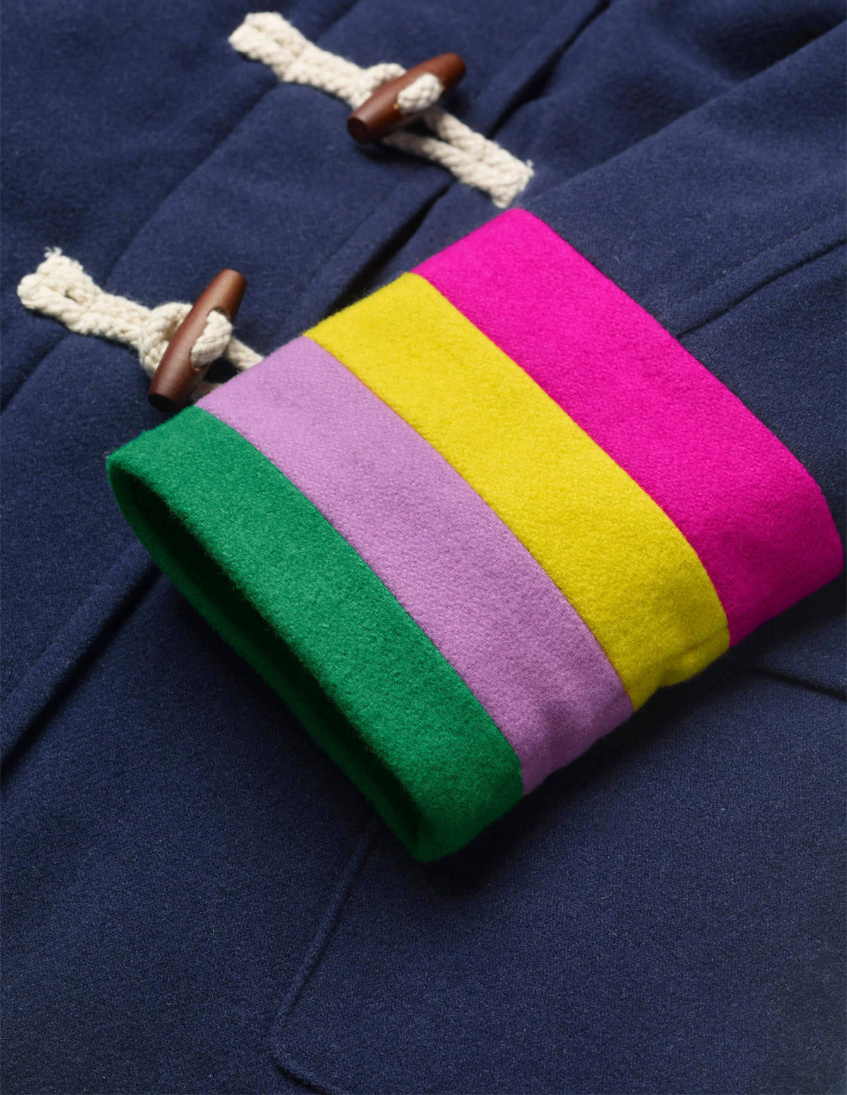 Rainbow Cuff Wool Duffle Coat-College Navy - Image 2