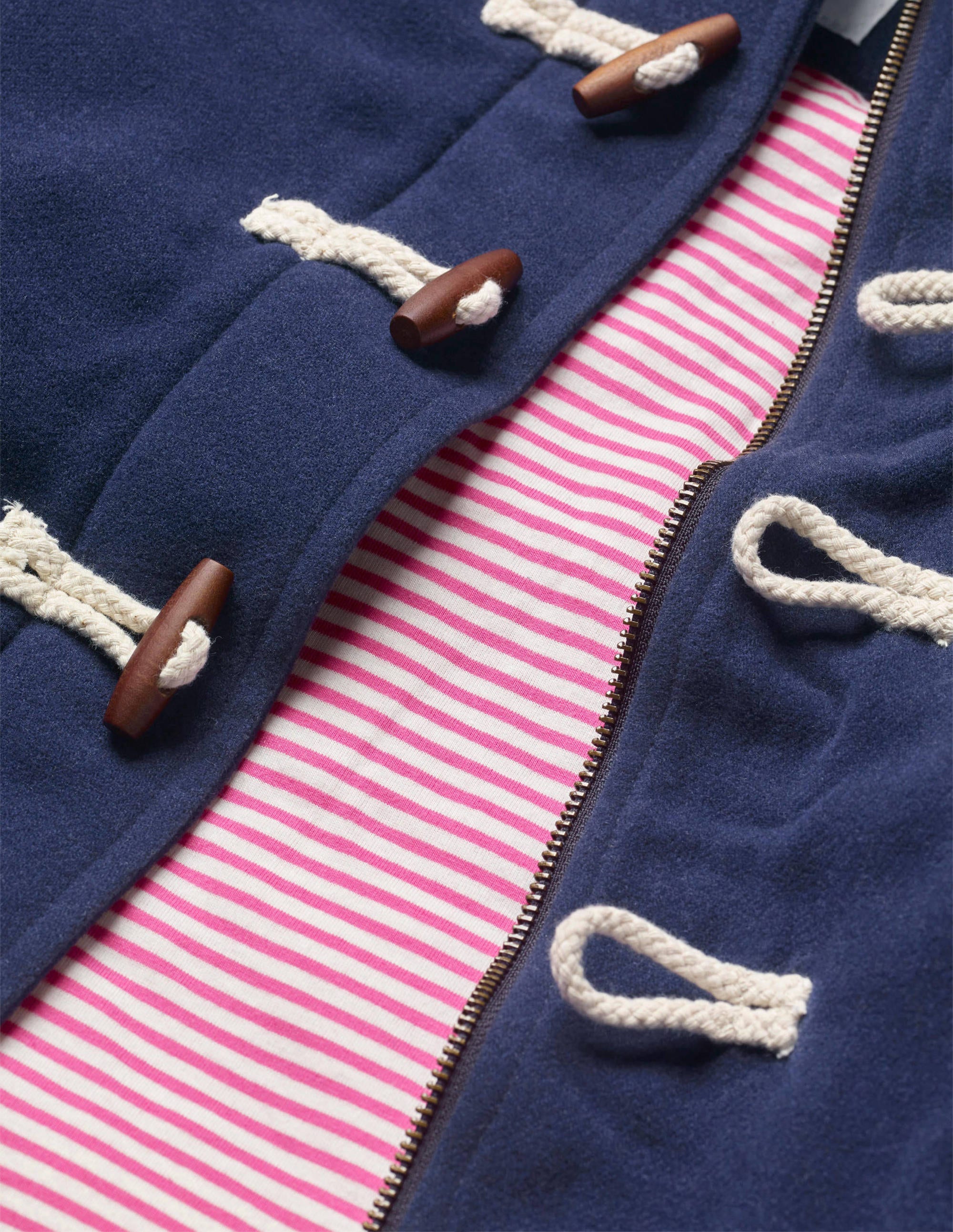 Rainbow Cuff Wool Duffle Coat-College Navy - Image 3