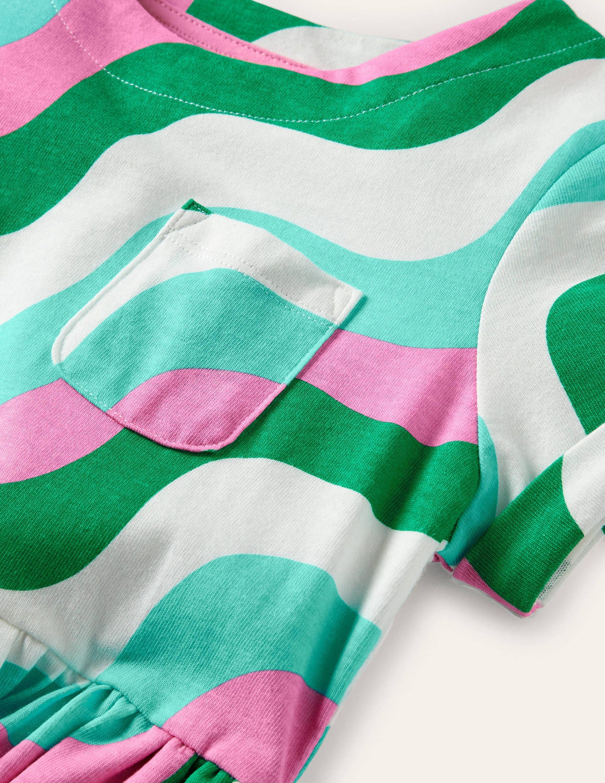 Short Sleeve Fun Jersey Dress-Sapling Green Wave-3
