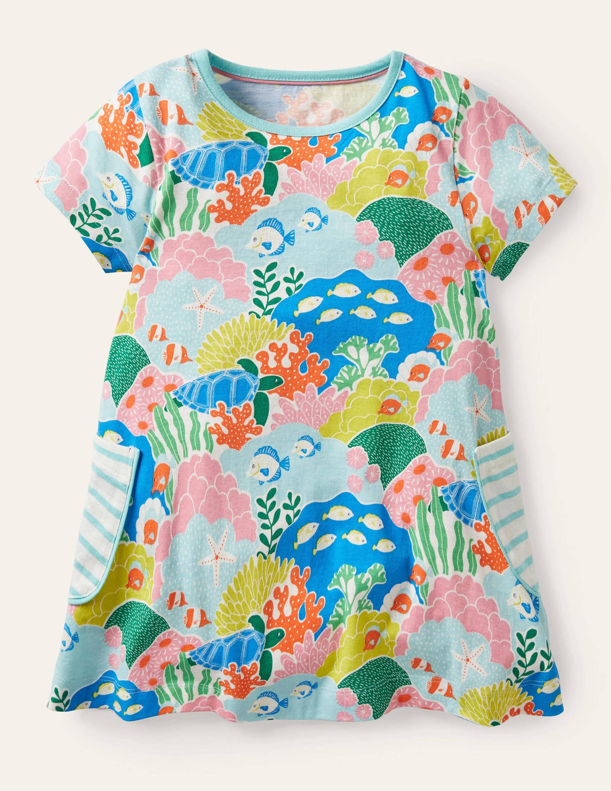 Short-sleeved Printed Tunic-Multi Coral Reef - Image 1