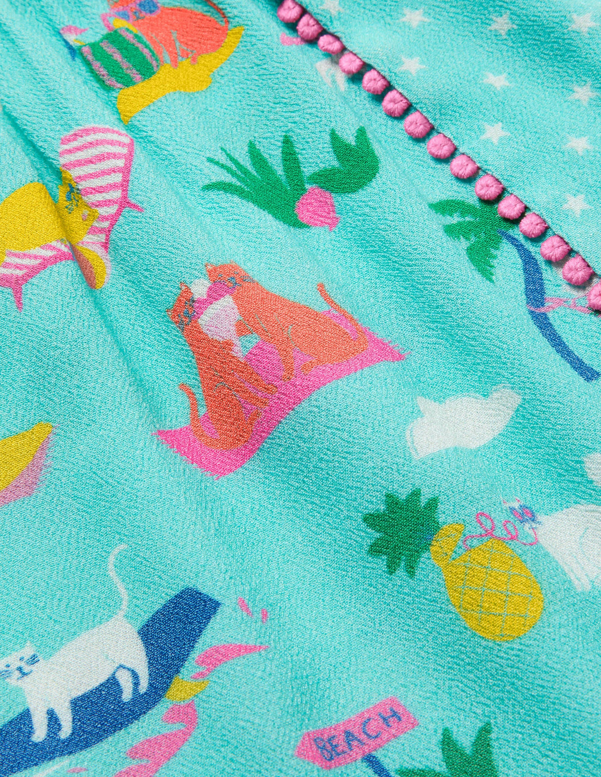 Woven Holiday Playsuit-Pool Blue Holiday Cats-3