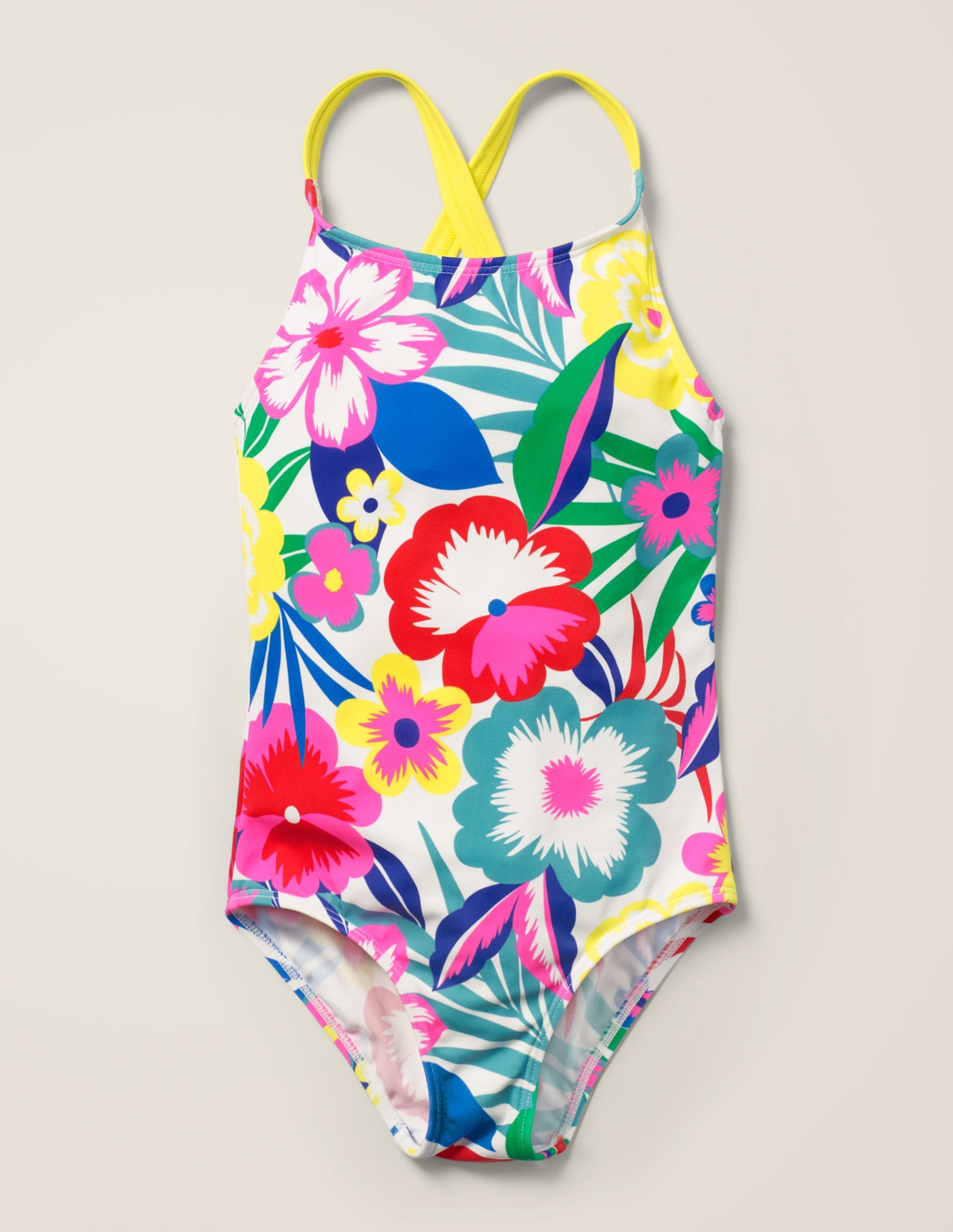 Cross-back Swimsuit-Multi Tropical Bloom-1