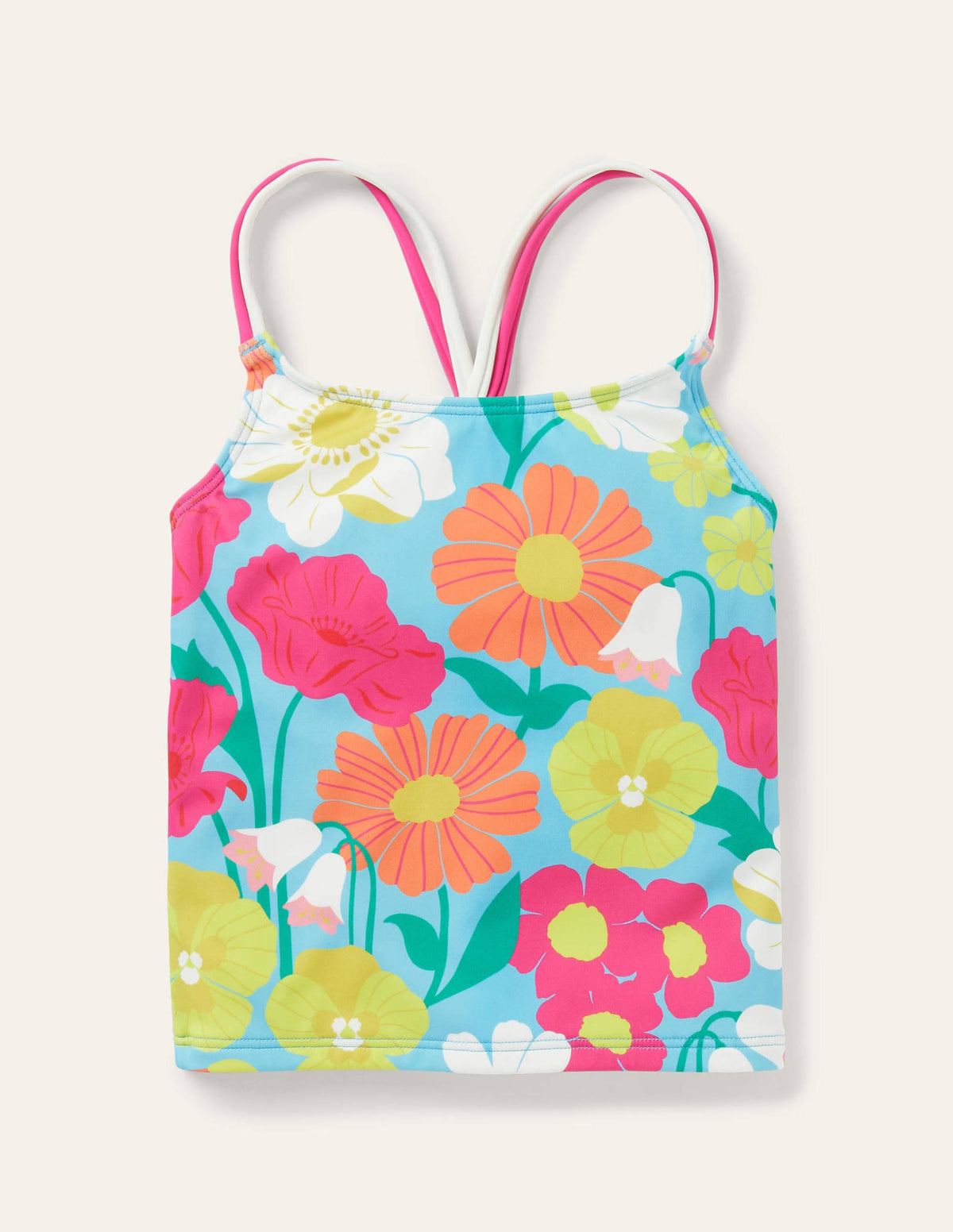 Patterned Tankini Top-Aqua Fabulous Floral - Image 1