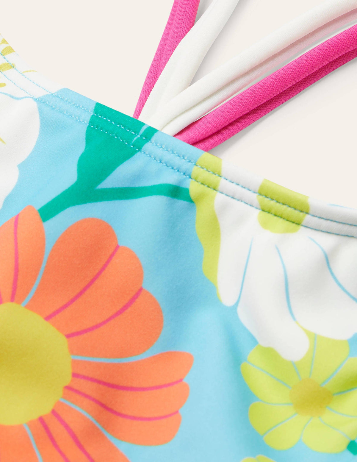 Patterned Tankini Top-Aqua Fabulous Floral - Image 3