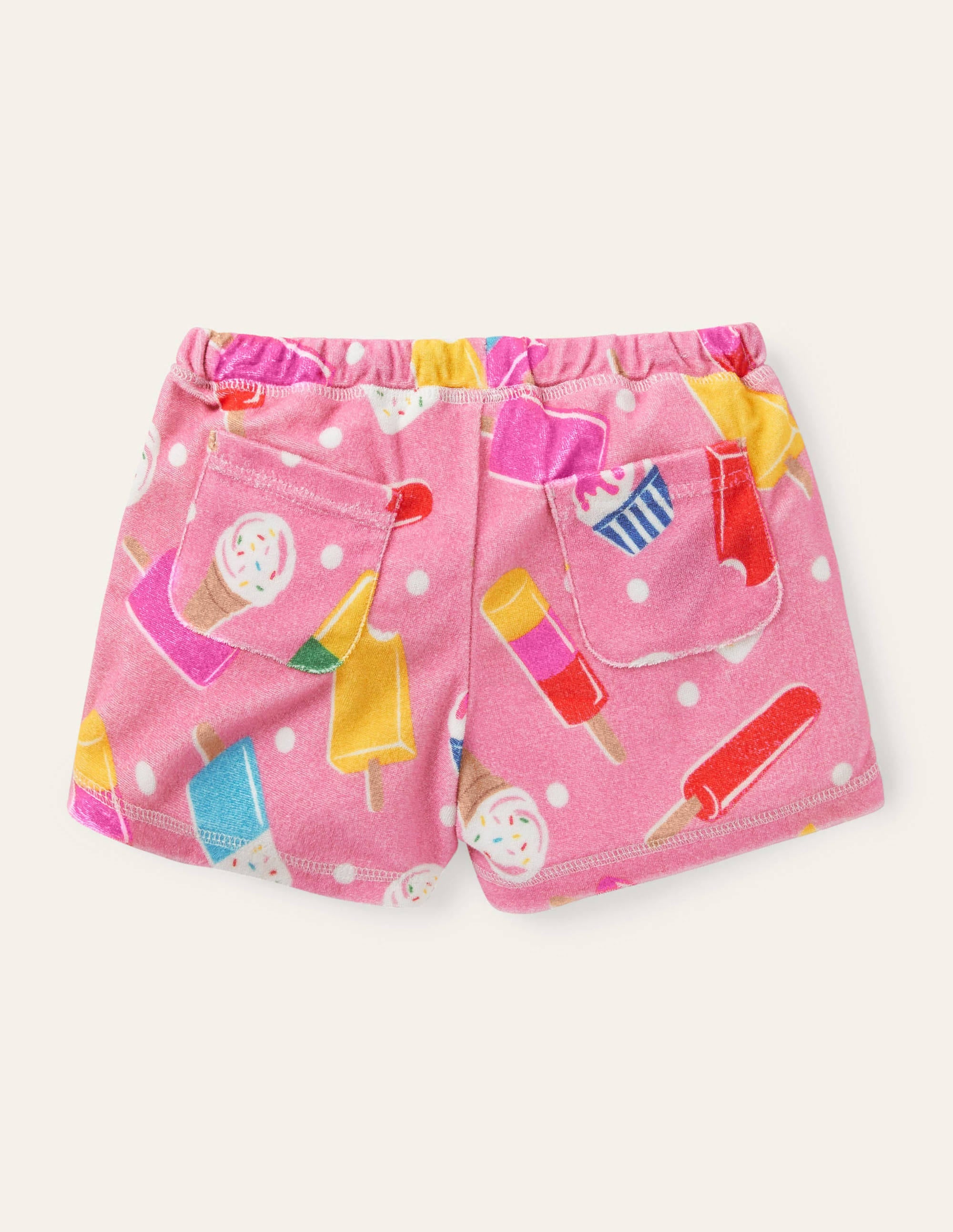Towelling Shorts-Pink Lemonade Ice Cream Spot - Image 2