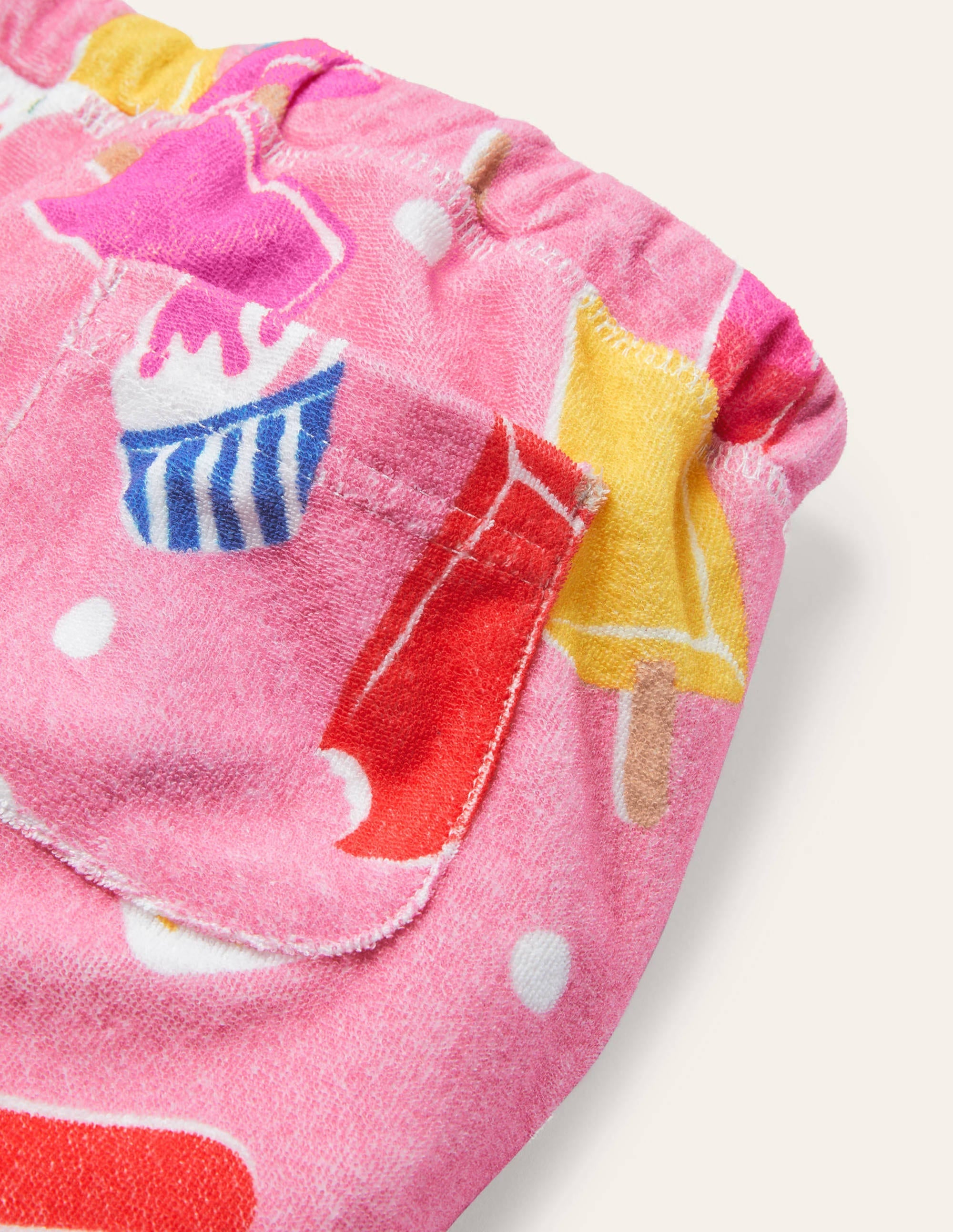 Towelling Shorts-Pink Lemonade Ice Cream Spot - Image 3
