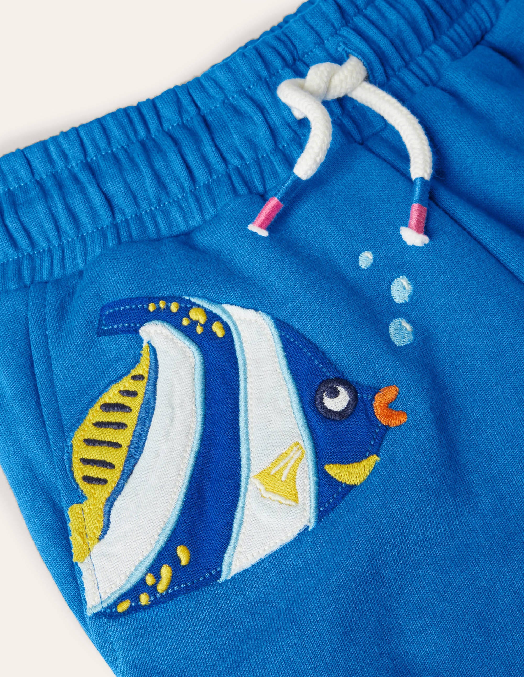 Appliqué Jersey Shorts-Moroccan Blue Fish - Image 3