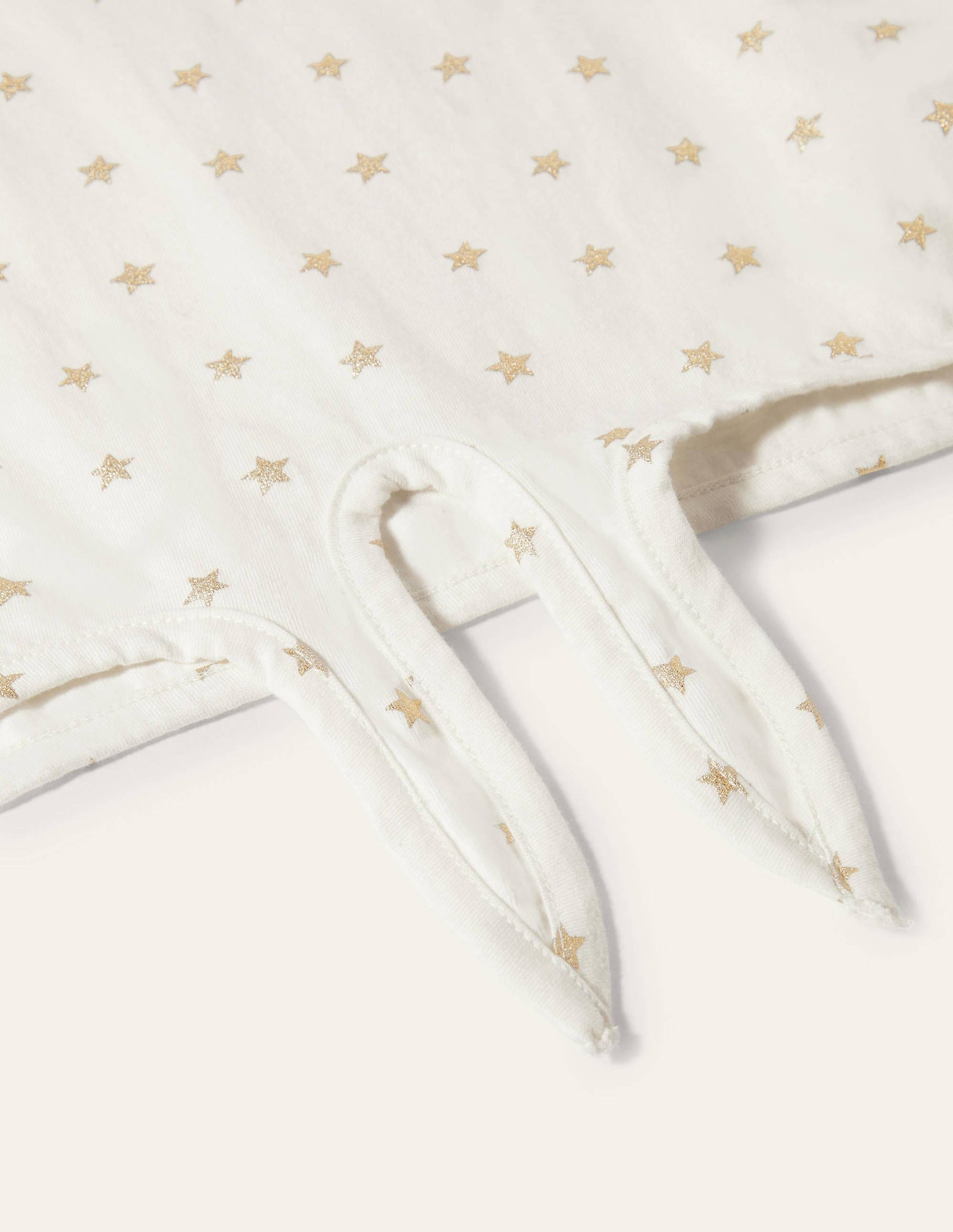 Tie-front T-shirt-Ivory/ Gold Foil Little Star-3