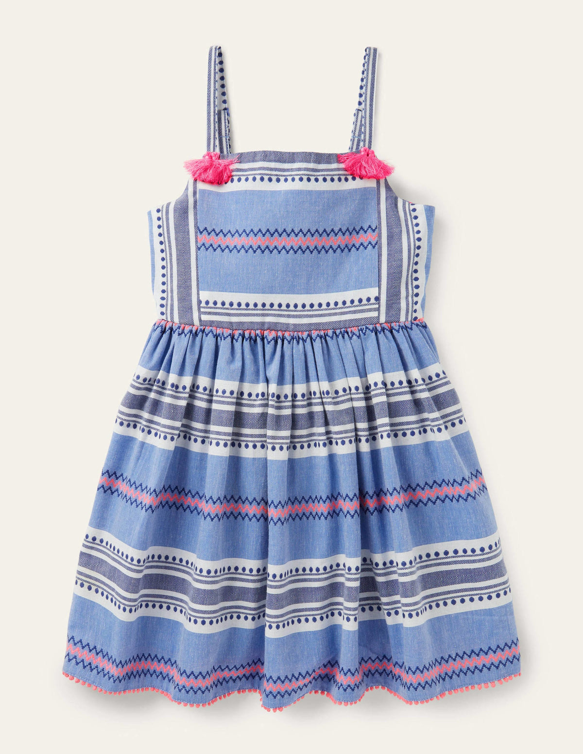 Stripe Tassel Sun Dress-Starboard Blue/Pink Sunset - Image 1
